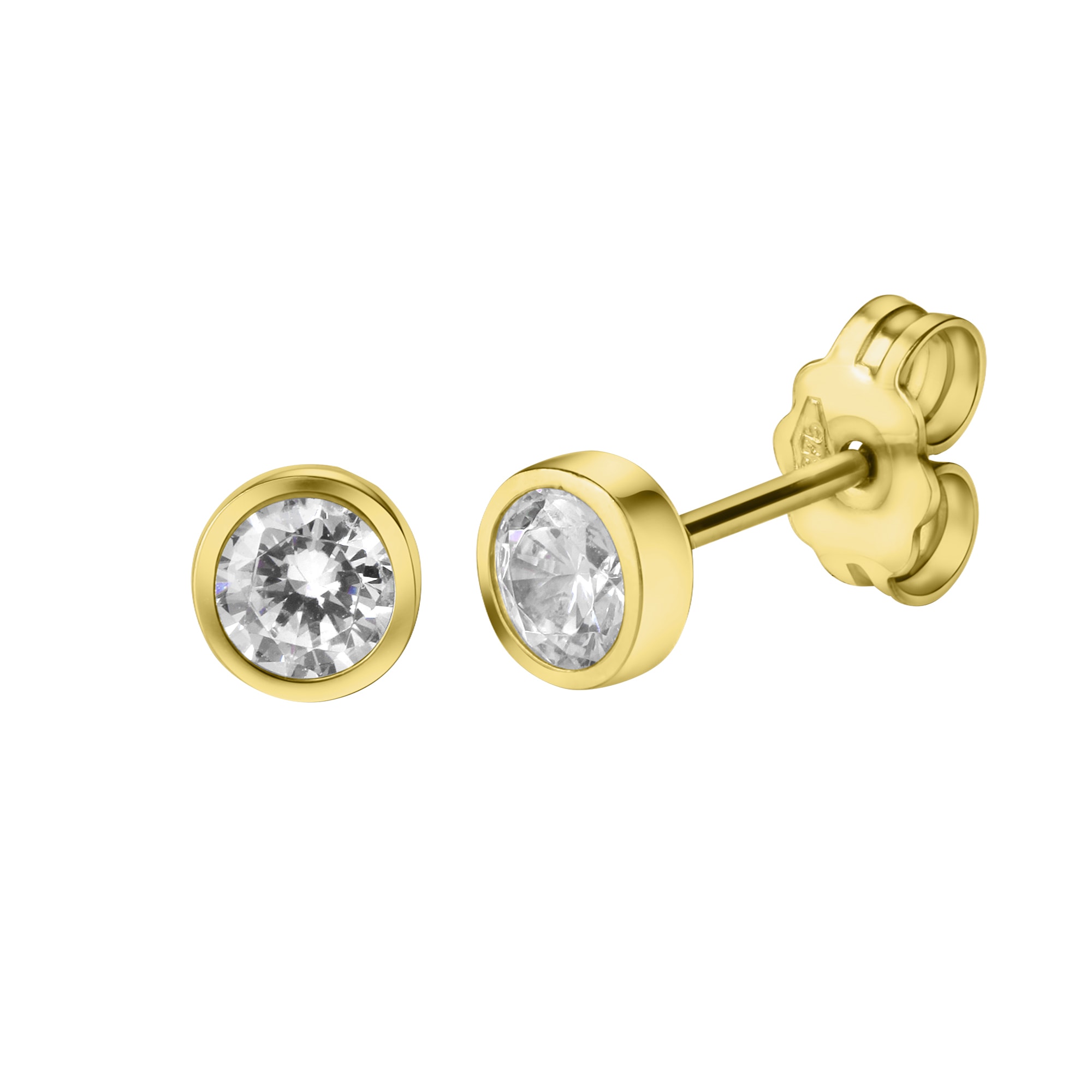 Paar Ohrstecker VIVANCE "375/- Gelbgold Zirkonia", gelb (gelb, weiß), Ohrringe, Damen, one-size, Gold
