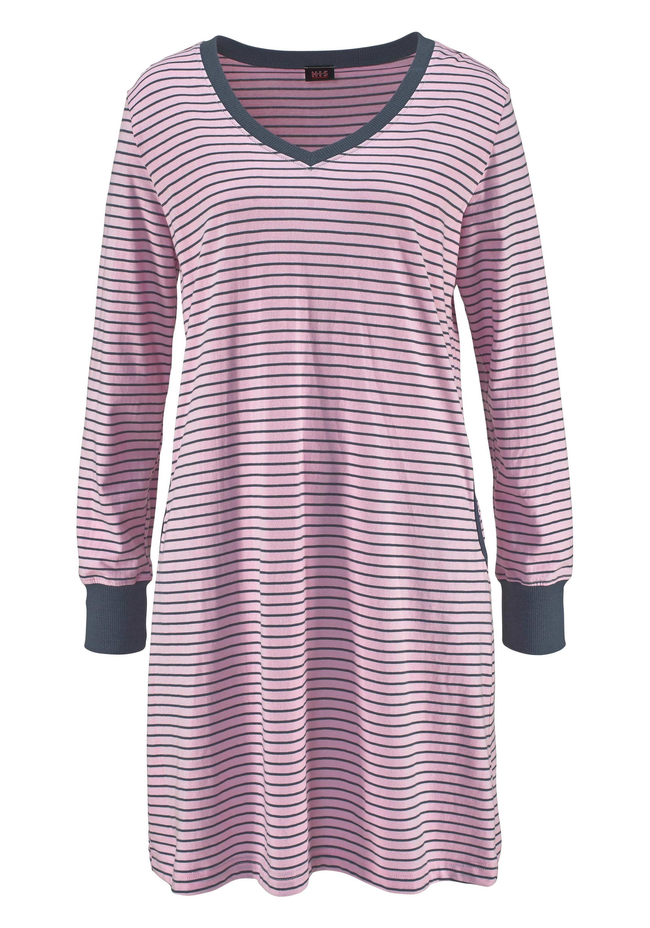 H.I.S Nachthemd Seitennahttaschen in Ringeloptik mit Eingrifftaschen günstig online kaufen