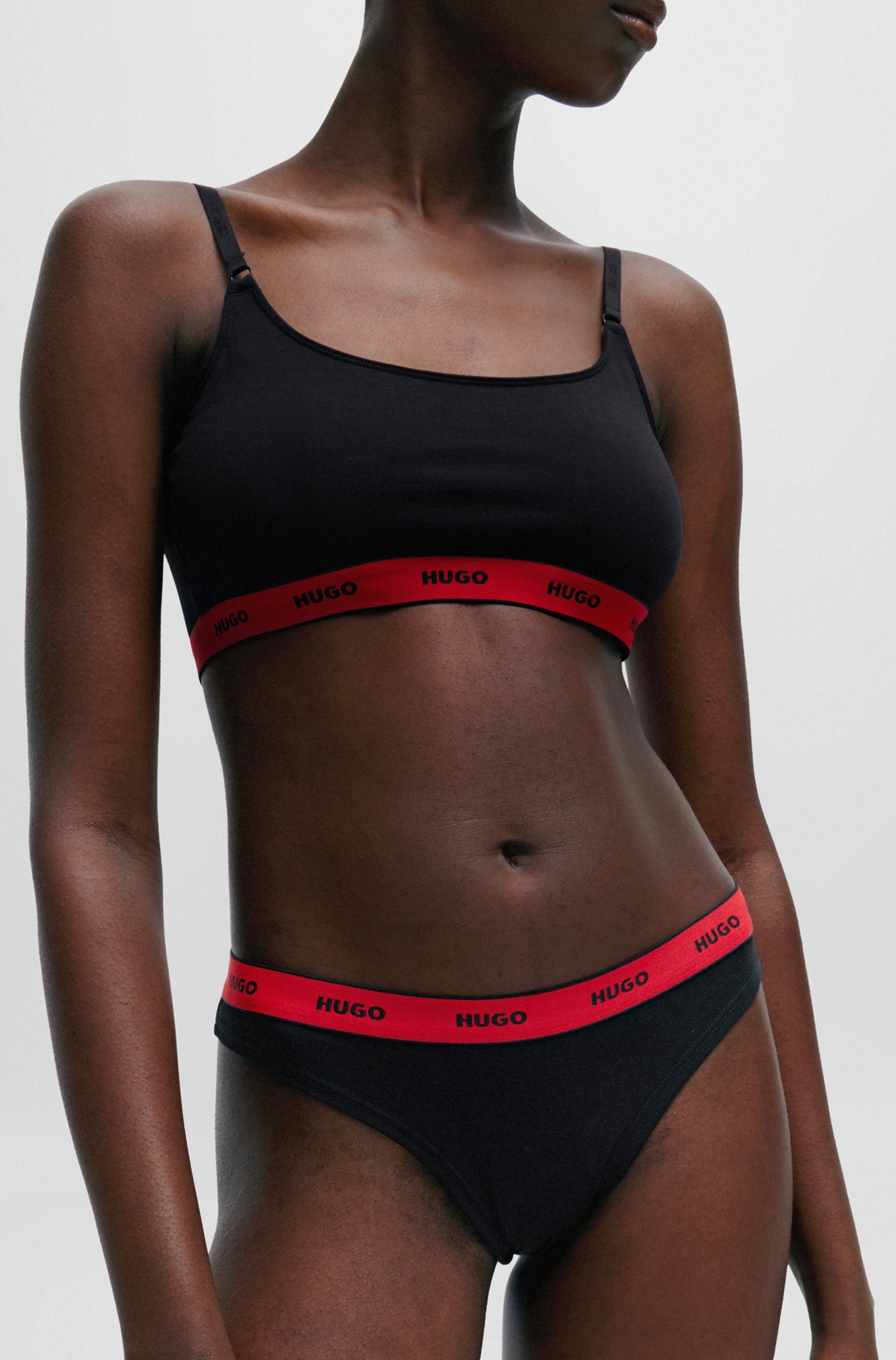 Thumbnail - HUGO Underwear T-String "TRIPLET THONG STRIPE" Packung, 3, 3 Stk. mit Logoschriftzug auf dem Bund