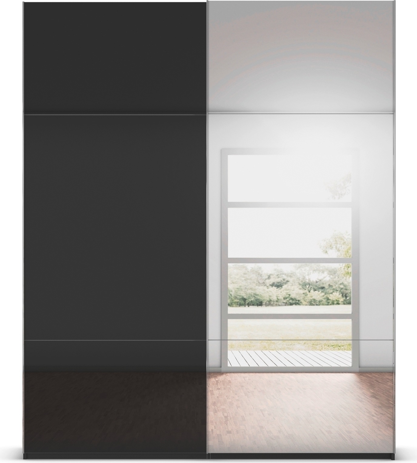 rauch Schwebetürenschrank »Kleiderschrank Schrank Garderobe Schlafzimmerschrank CONTIDO«, (in 3 verschiedenen Ausstattungen BASIC/CLASSIC/PREMIUM), aus hochwertigem Material in 6 Breiten 2 Griff-Farben MADE IN GERMANY