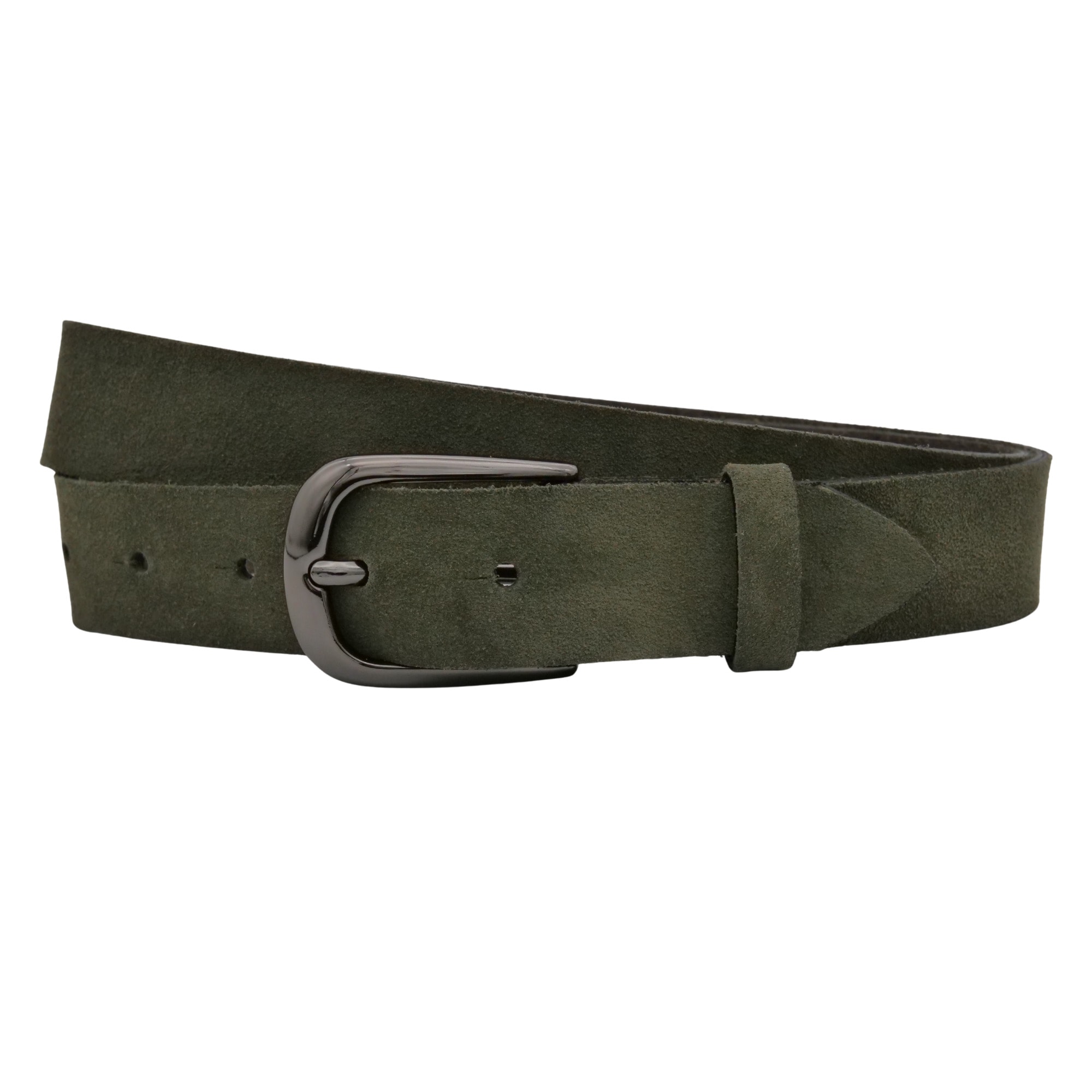 Ledergürtel ANNAMATONI "AnnaMatoni Damen Ledergürtel in hochwertigem Velour Leder 3cm", Damen, Gr. TW110 - 125cm Gesamtlänge, olive 560, 100% Leder, Gürtel Ledergürtel