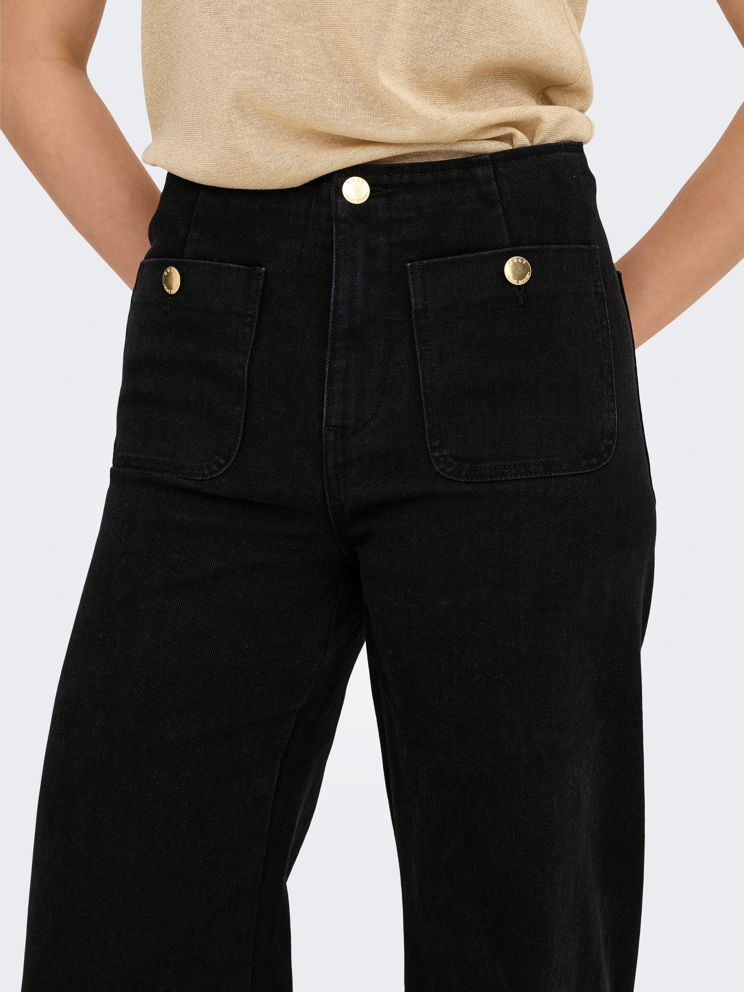 ONLY High-waist-Jeans »ONLMADELINE HW WD POCKET DNM GUA554 NOOS« Baumwollmischung