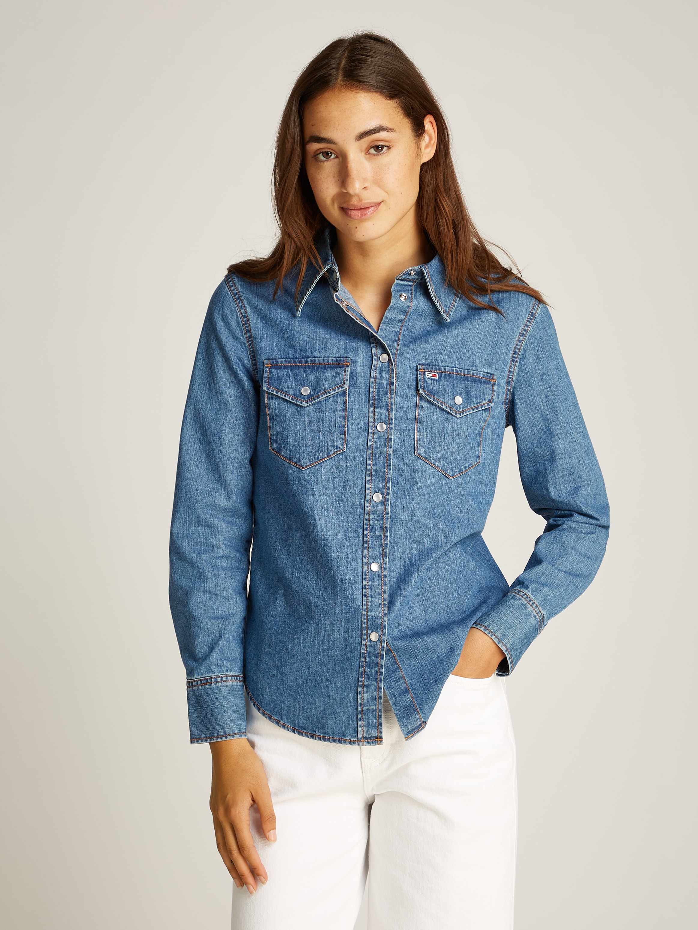 Jeansbluse »REGULAR WESTERN SHIRT«, mit Logostickerei