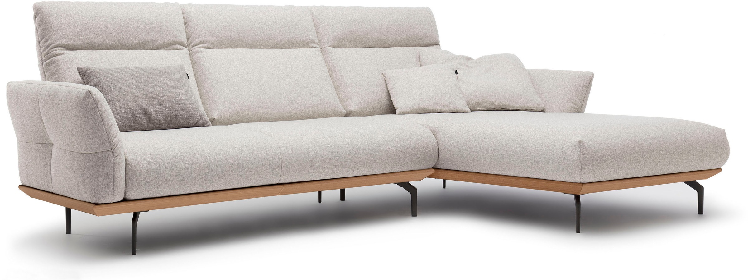 Creation BY ROLF BENZ Ecksofa »CR.460«, Sockel in Eiche, Alugussfüße in umbragrau, Breite 298 cm