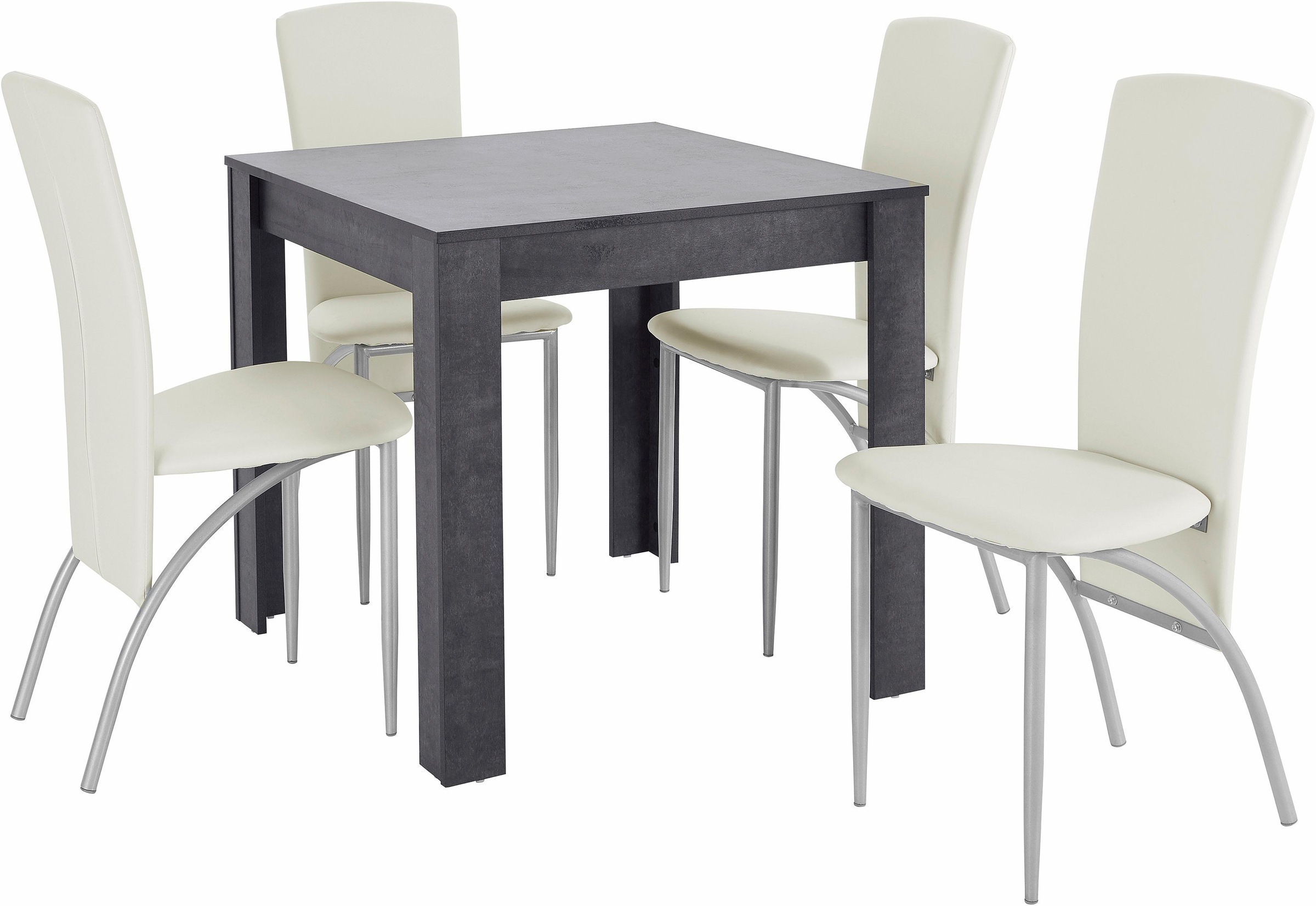INOSIGN Essgruppe, (Set, 5 tlg.), Tischbreite 80 cm in schieferfarben