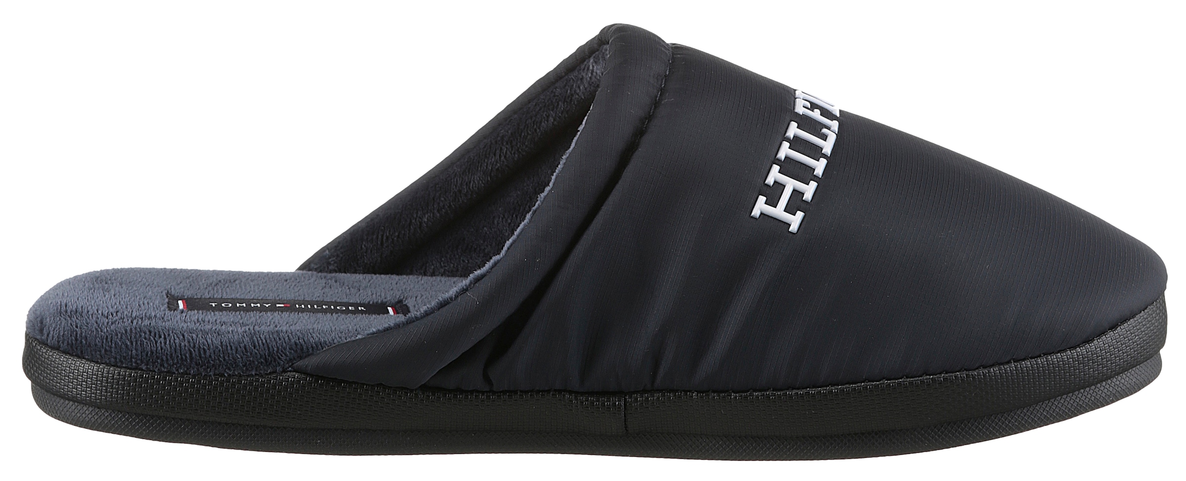 Tommy Hilfiger Pantoffel »NYLON HILFIGER HOUSE SHOE«, Casualmode, Hausschuh, Schlappen, Schlupfschuh mit Logoschriftzug