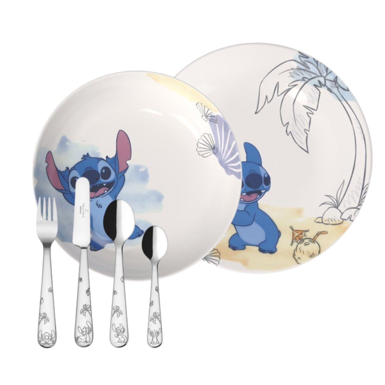 Villeroy & Boch Kindergeschirr-Set "Ess-Set Disney Stitch 6er Set bunt" Spülmaschinenfest, Mikrowellensicher