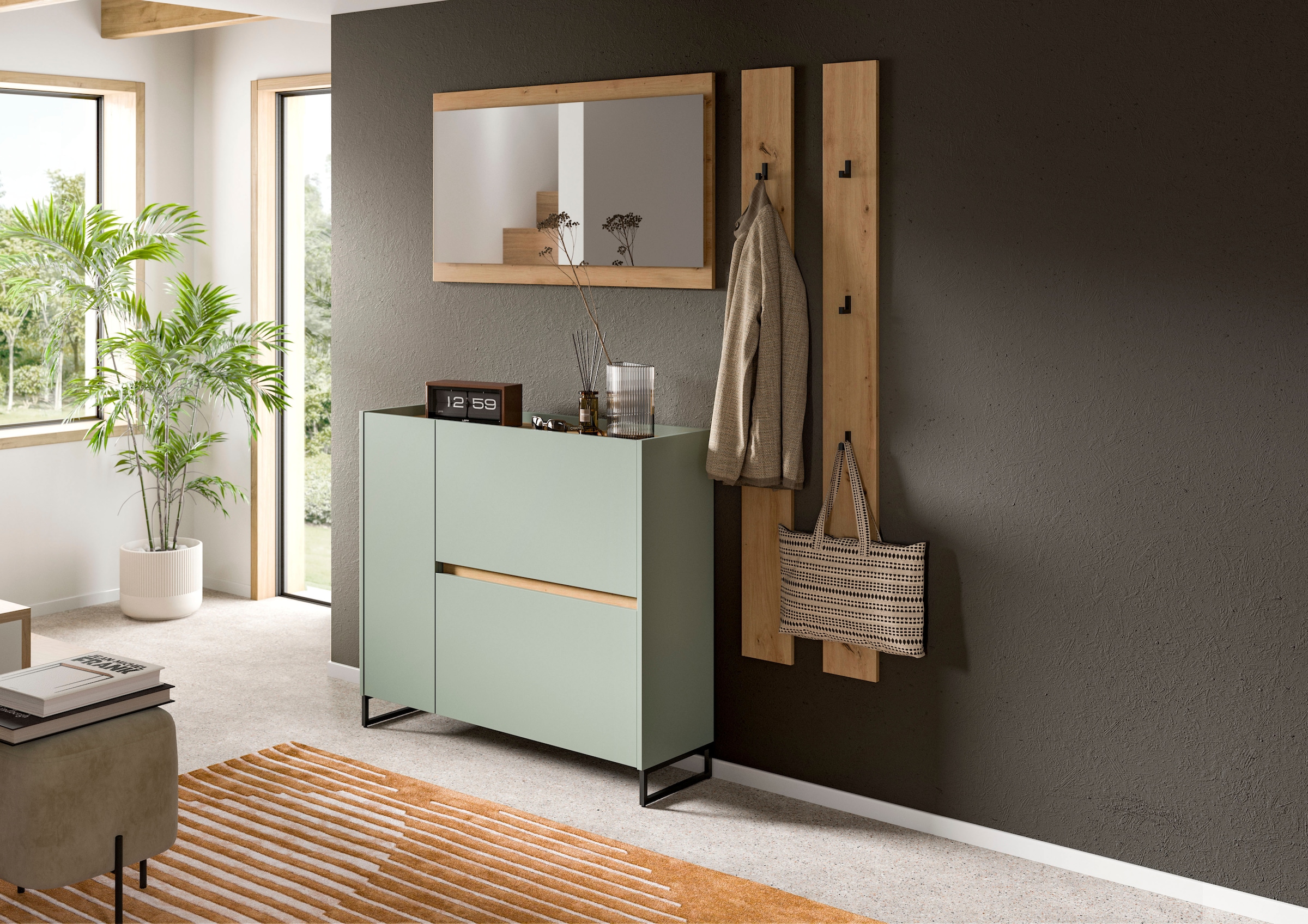 INOSIGN Garderobenpaneel »EVRID, Höhe 160 cm, inkl. 3 Metall-Haken«, (1 St., individuell mit anderen Artikel der Serie EVRID erweiterbar), Paneel, Hakenleiste, Wandboard, Garderobe, Wandpaneel