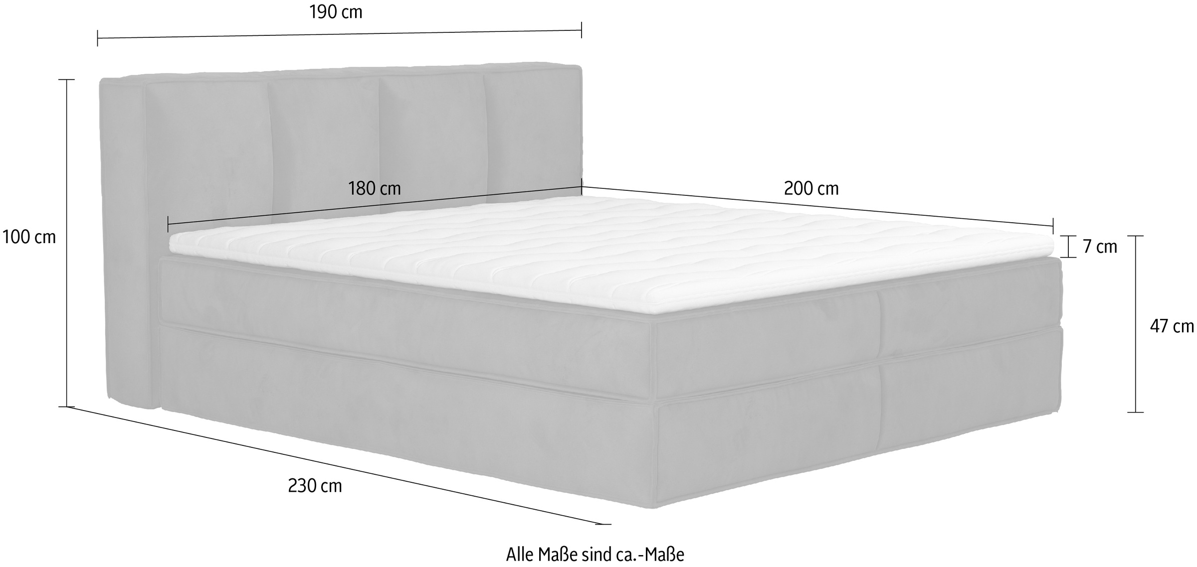 Home affaire Boxspringbett »Sacy«, Boxbett inkl. Topper, 2 Matratzen, Härtegrade H2, H3 und H4 wählbar