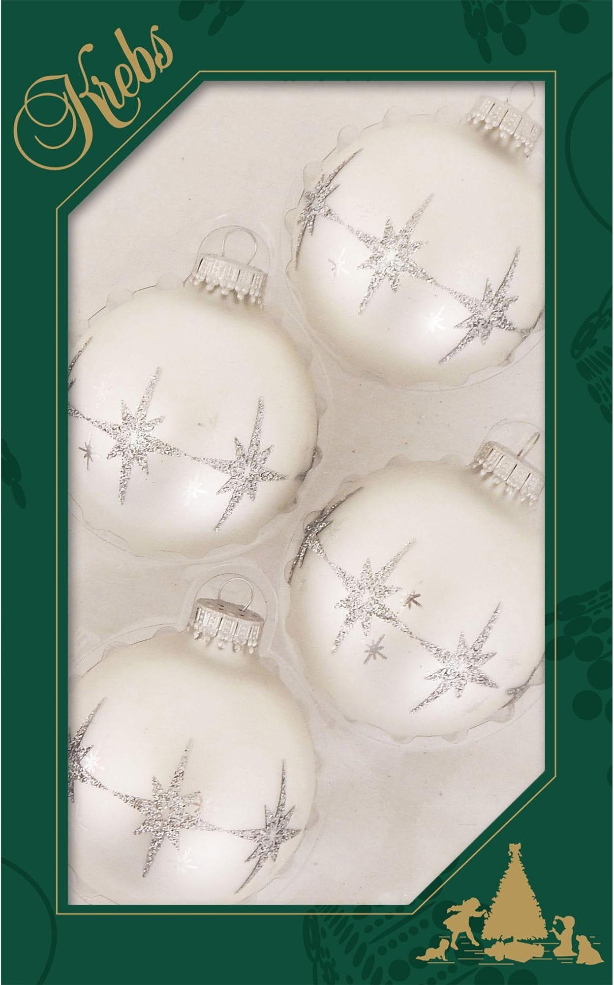 Krebs Glas Lauscha Weihnachtsbaumkugel »Bethlehem-Sterne, Weihnachtsdeko, Christbaumschmuck«, (Set, 4 St.), Christbaumkugeln aus Glas, handdekoriert