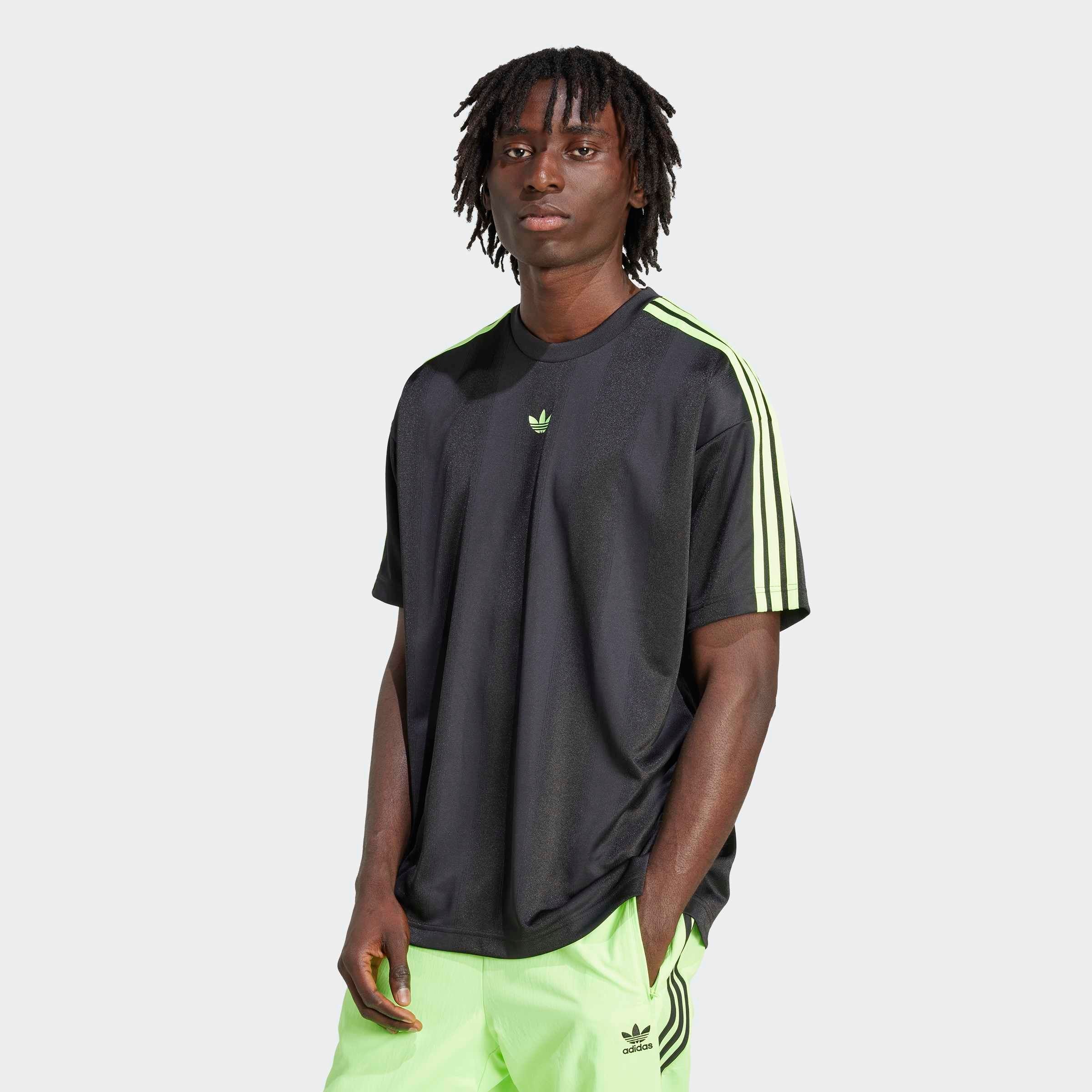 Herren T-Shirt "JACQUARD JERSEY"schwarz, signal grün, Gr. L, ADIDAS ORIGINALS, Obermaterial: 100% Polyester, Shirts, lockere Passform,