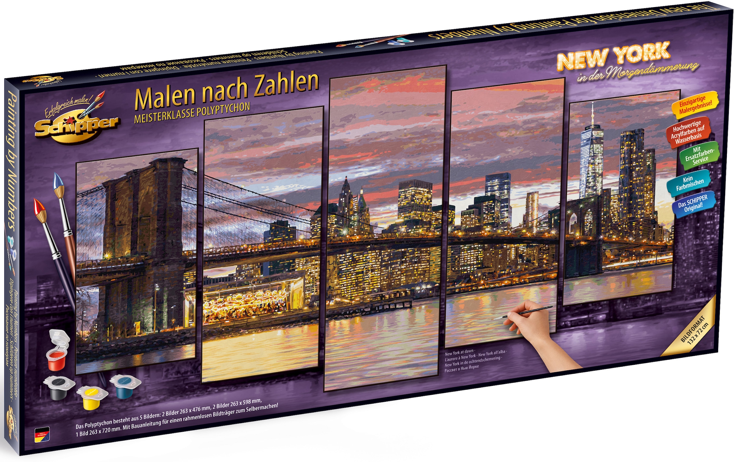 Schipper Malen nach Zahlen »Meisterklasse Polyptychon - New York Morgendämmerung«, Made in Germany