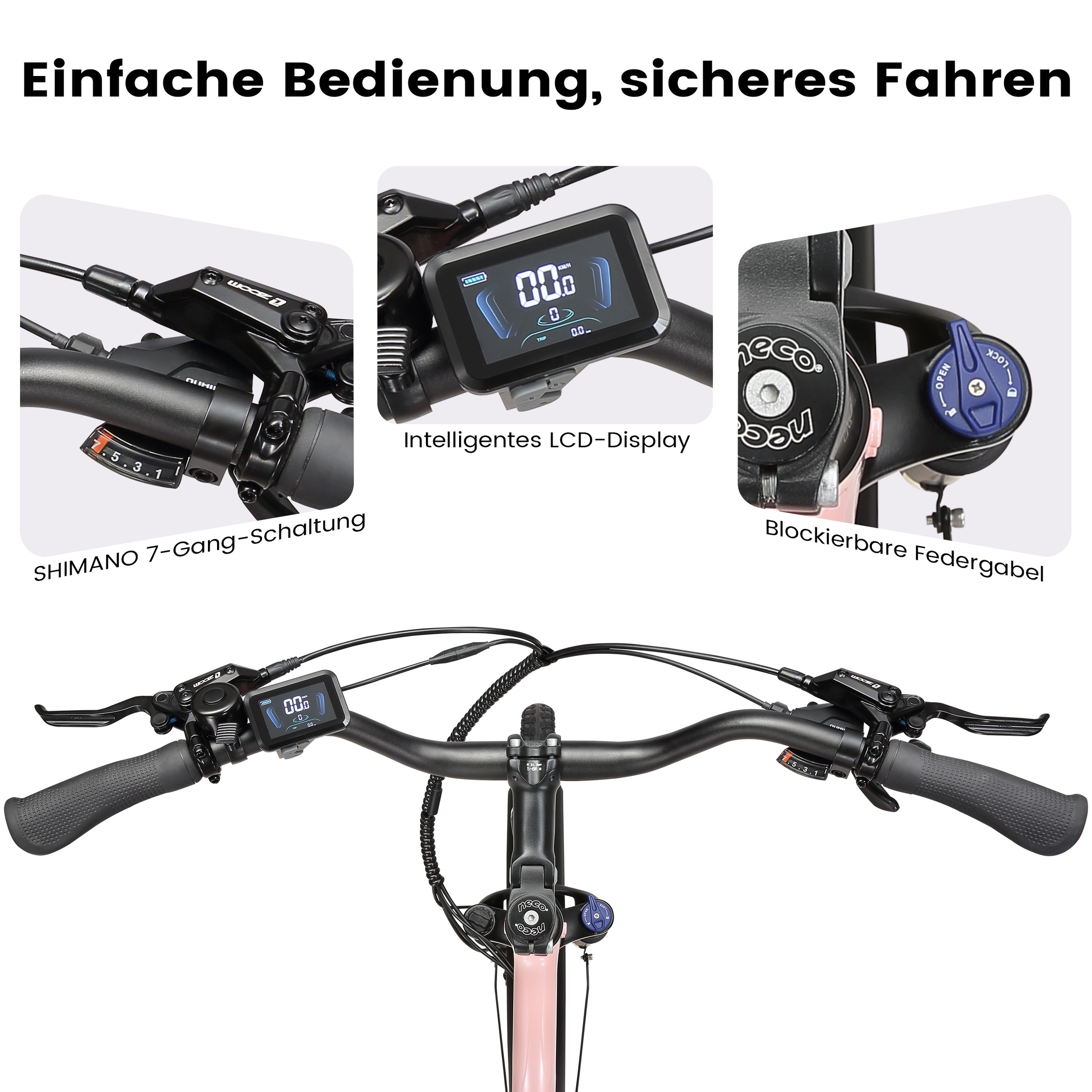 Maxtron »Maxtron Urban 8 City-E-Bike 28 Zoll« 7 Gang Shimano Kettenschaltung Mittelmotor 250 W (mit integr. Akku), Elektrofahrrad für Alltag und Einkauf