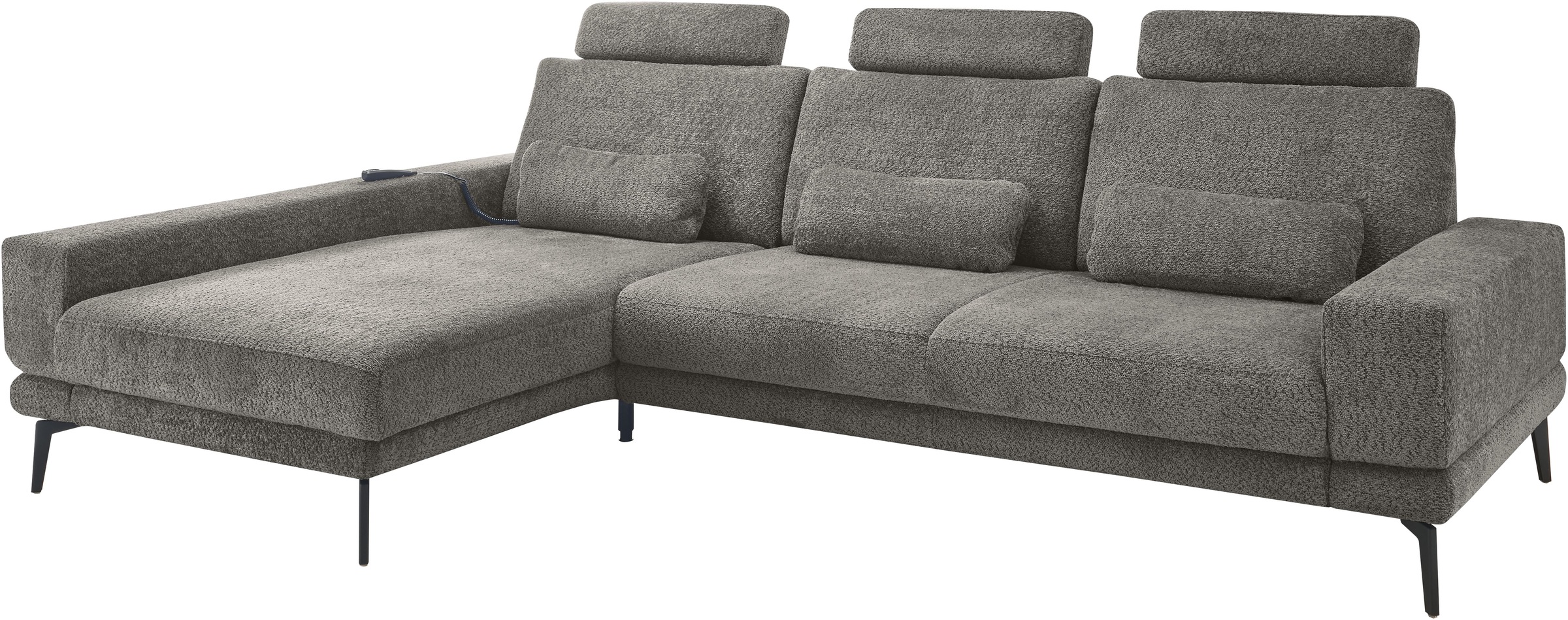 set one by Musterring Ecksofa »SO 3600, inkl motor. Sitztiefenverstellung, Kopfstützen, Nierenkissen« Sitzhöhe 44 cm, Kaltschaum, Breite 293 x Tiefe 180 cm, Kama anthrazit