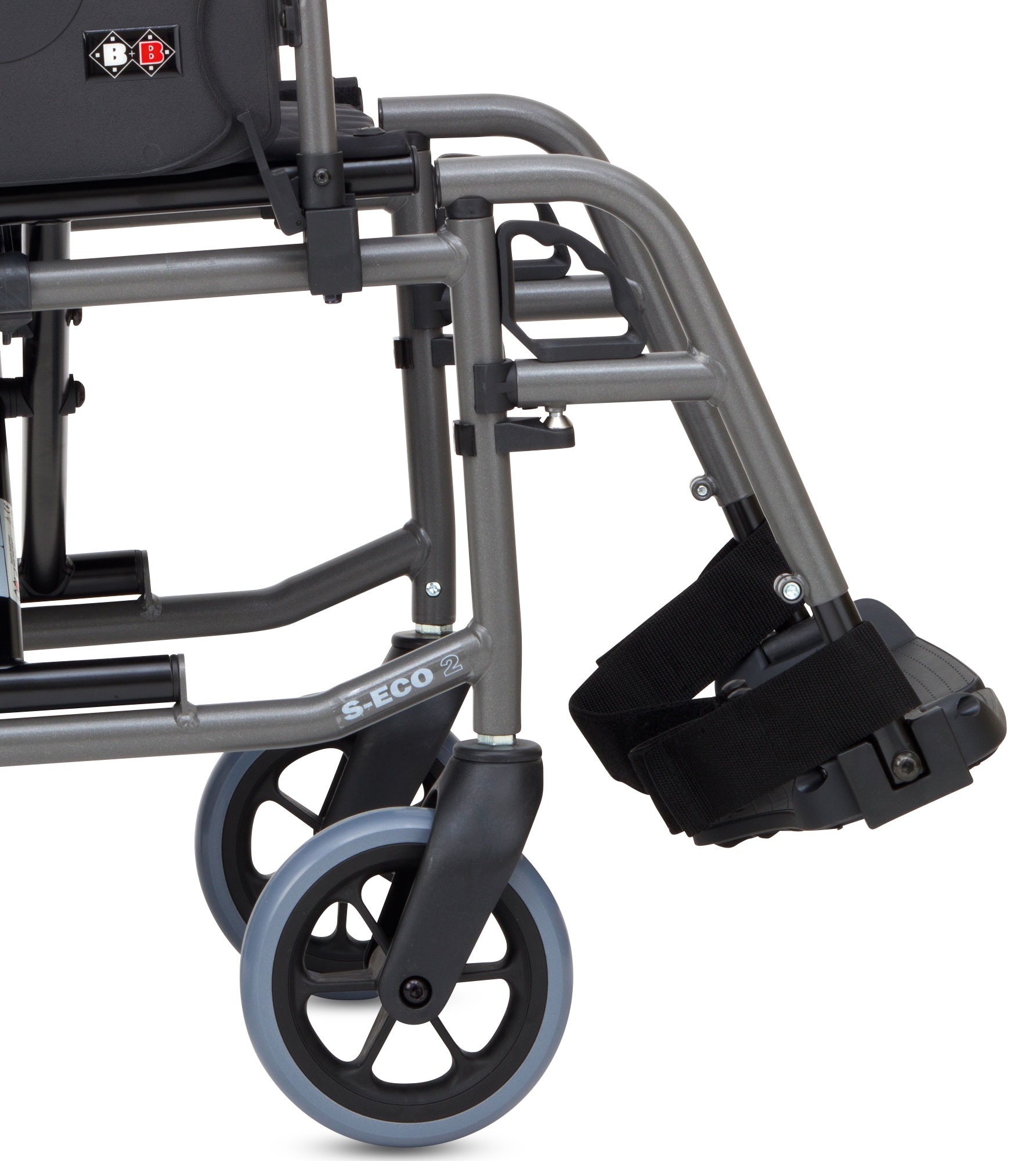 Bischoff & Bischoff Transportrollstuhl »S-Eco 2, variable Sitzbreiten«, einfacher Ein- und Ausstieg, Beinstützen beidseitig schwenkbar