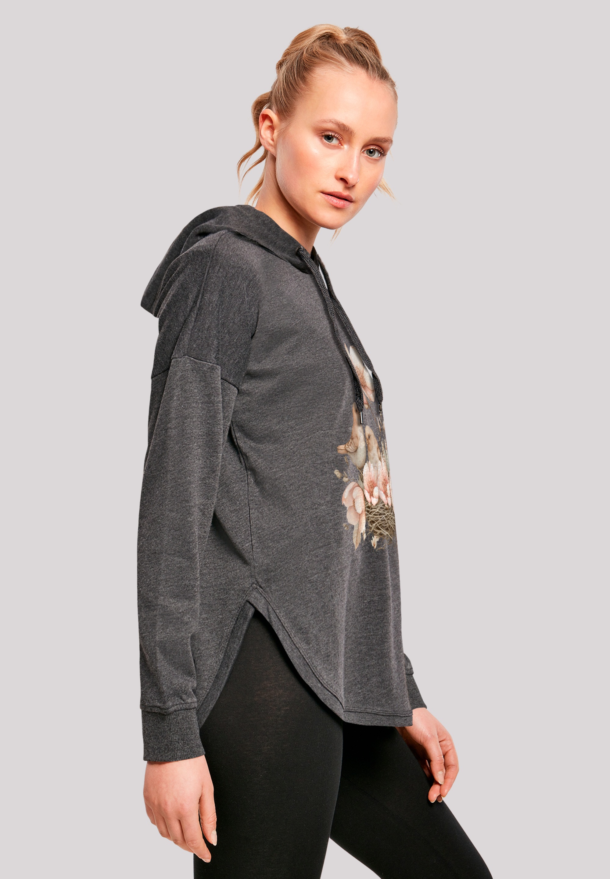 F4NT4STIC Kapuzenpullover »Vogelnest Blumen«, Premium Qualität