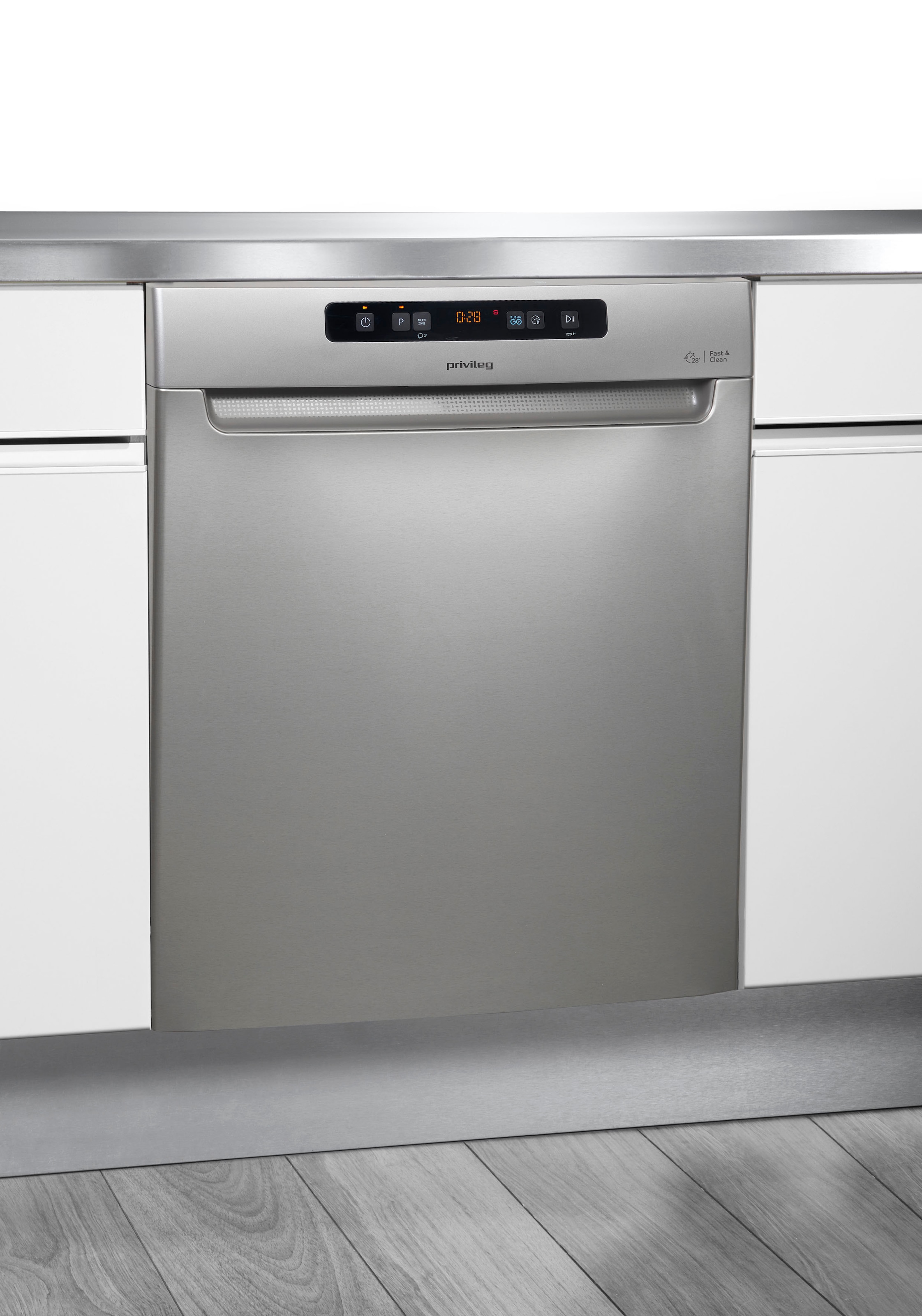 Privileg Unterbaugeschirrspüler "P0U ECO D541 S" 14 Maßgedecke Fast&Clean 28’ – das effektive Reinigungsprogramm unter 28 Minuten