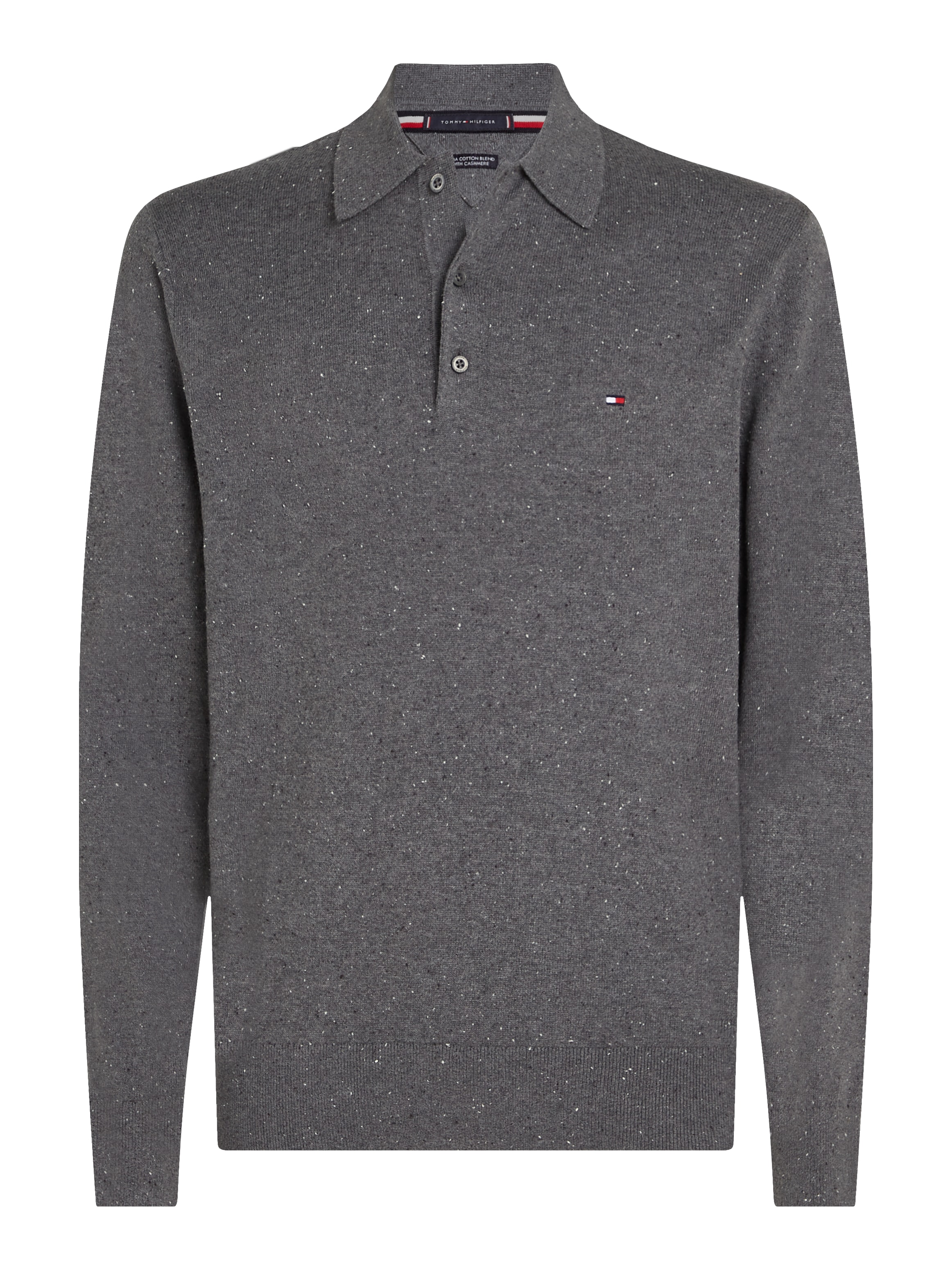 Tommy Hilfiger Polokragenpullover "PIMA ORG CTN CASHMERE LS" Flag-Stickerei auf Brust