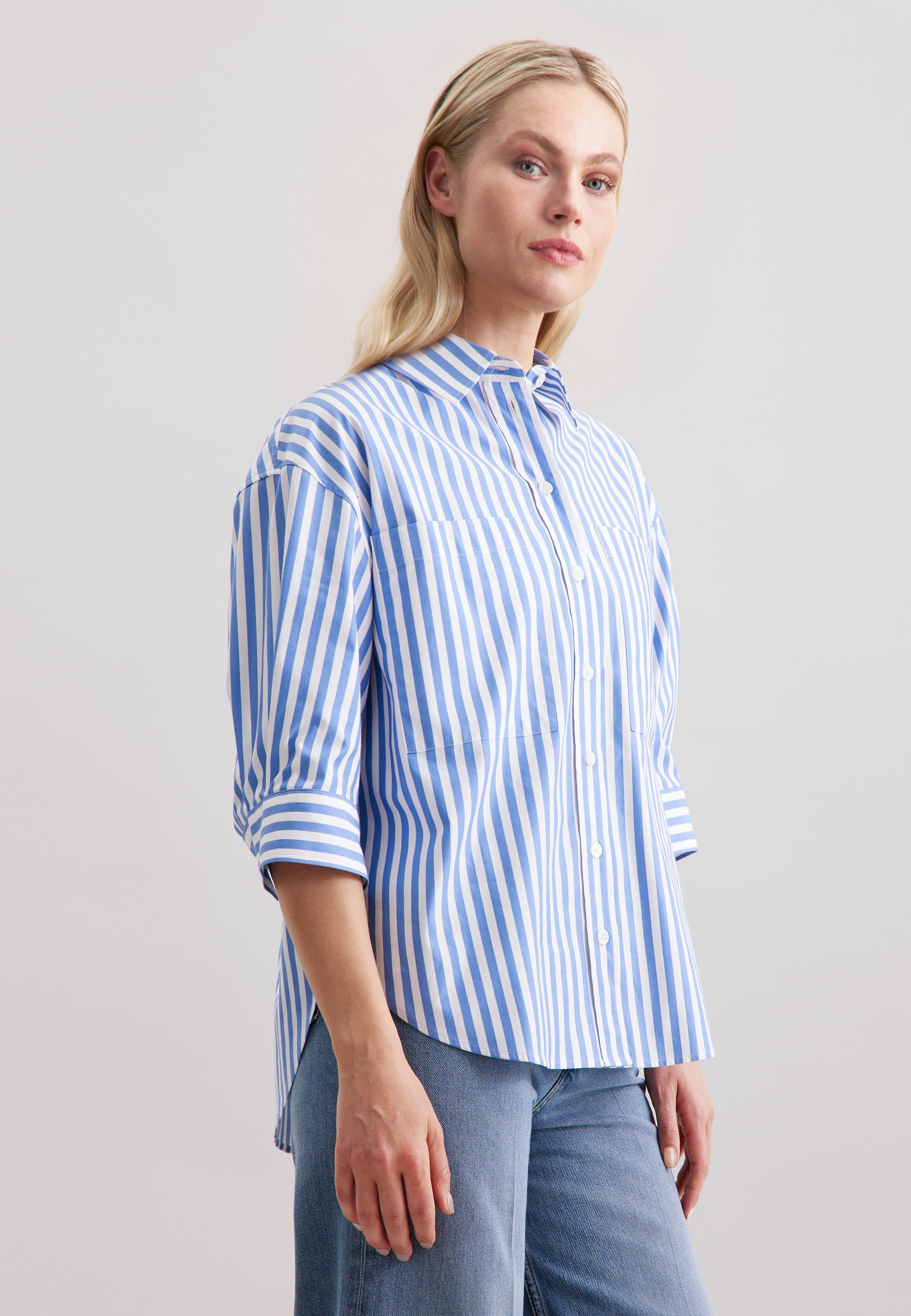 seidensticker Longbluse "Schwarze Rose" 1/2 Kragen Streifen günstig online kaufen