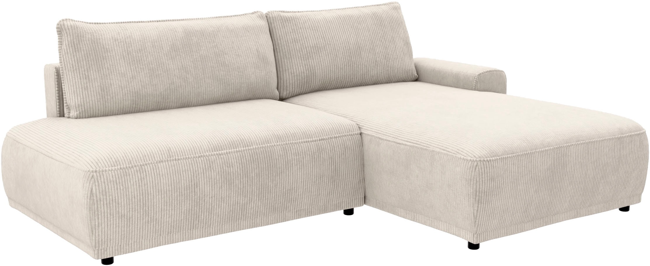 TRENDMANUFAKTUR Ecksofa »Fordon II, Schlafsofa mit Bettkasten, Couch in L-Form, Breite 250 cm«, in Cordstoff HYPER, cream, Armlehne rechts
