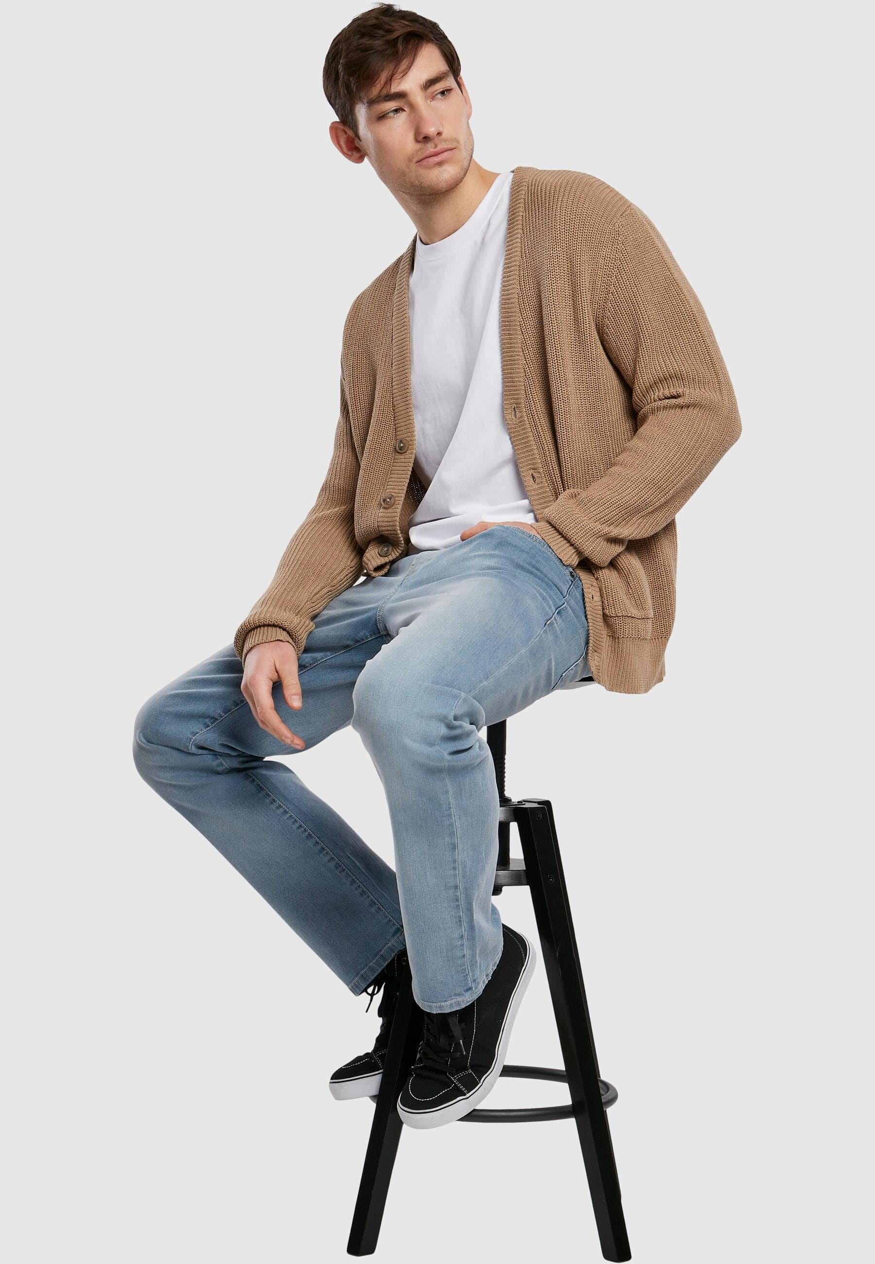 URBAN CLASSICS Strickfleecejacke »Urban Classics Herren Boxy Cardigan«, (1 St.), ohne Kapuze
