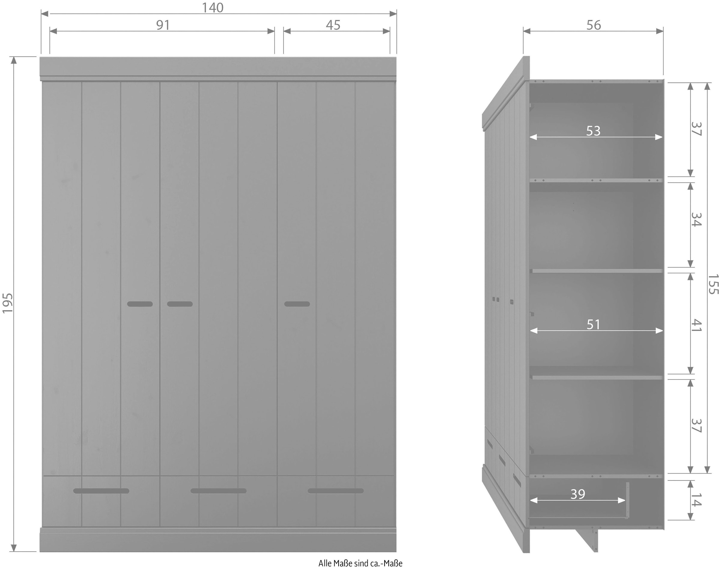 WOOOD Garderobenschrank »Connect«, mit Kleiderstange, Breite 94 cm x Höhe 195 cm