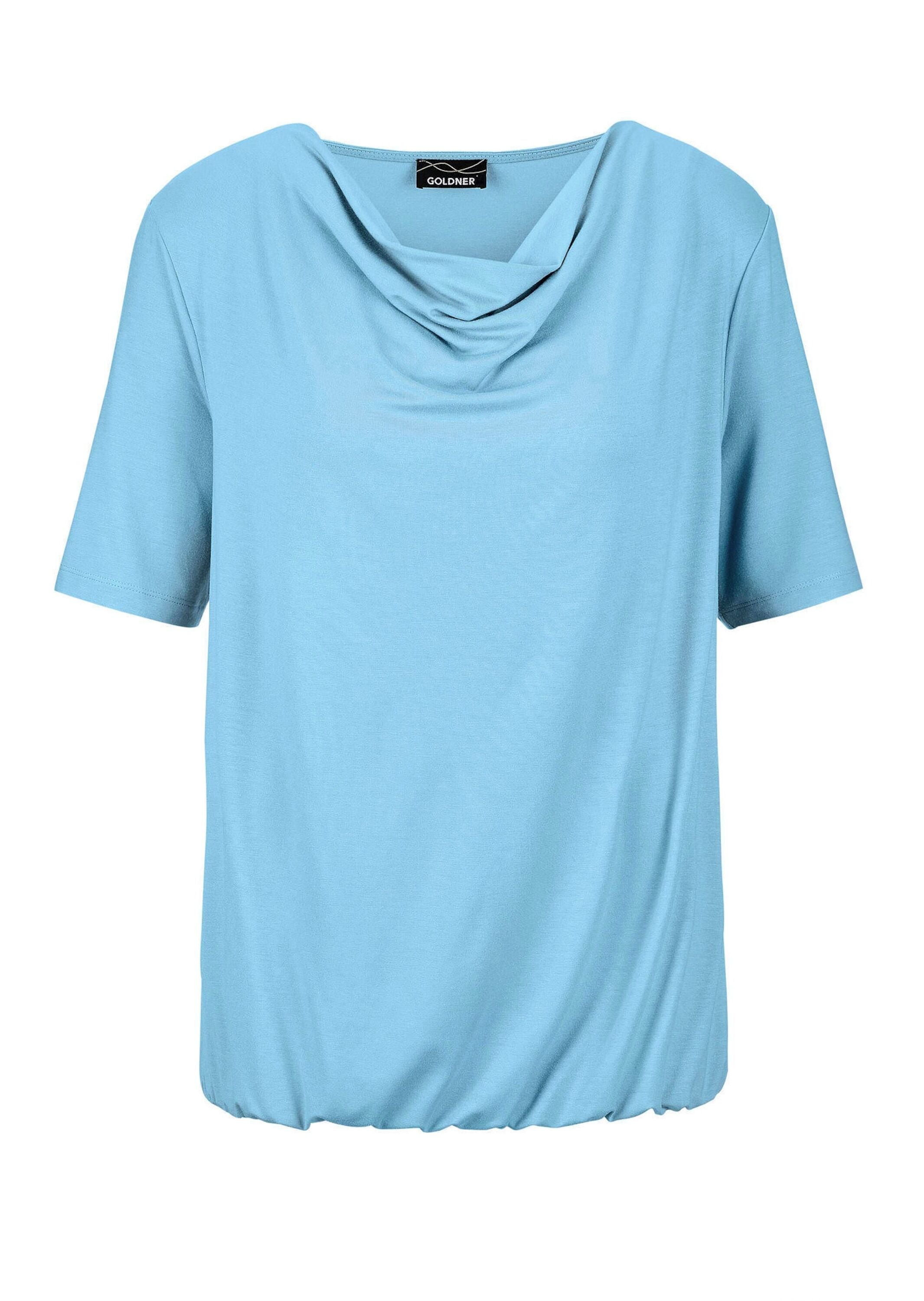 GOLDNER Kurzarmshirt "Blusenshirt mit Wasserfallausschnitt" Wasserfallaussc günstig online kaufen