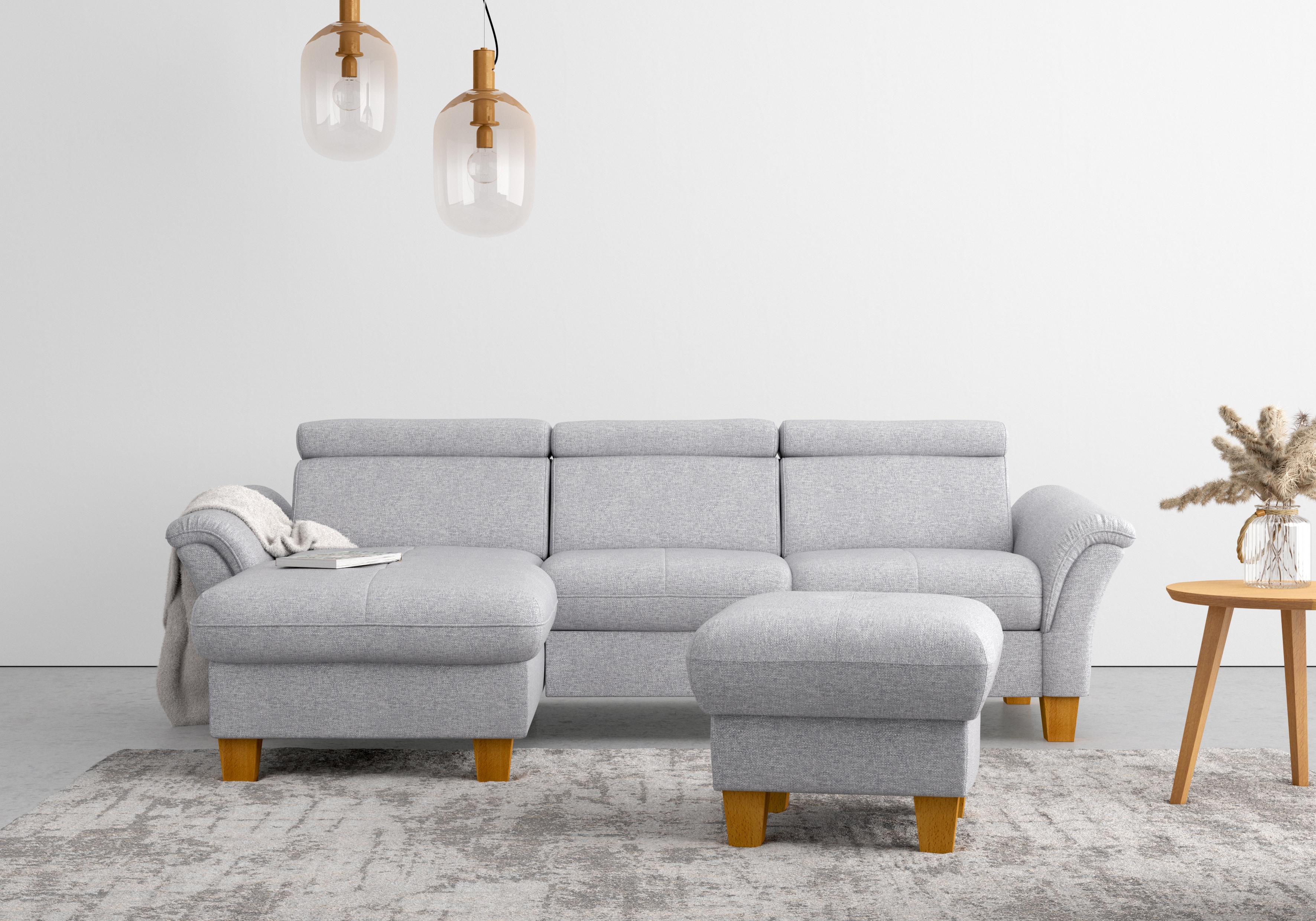 OTTO home Ecksofa "Lindgren L-Form" wahlweise mit Bett mit klappbaren Rollen, Kasten und Kopfverstellung