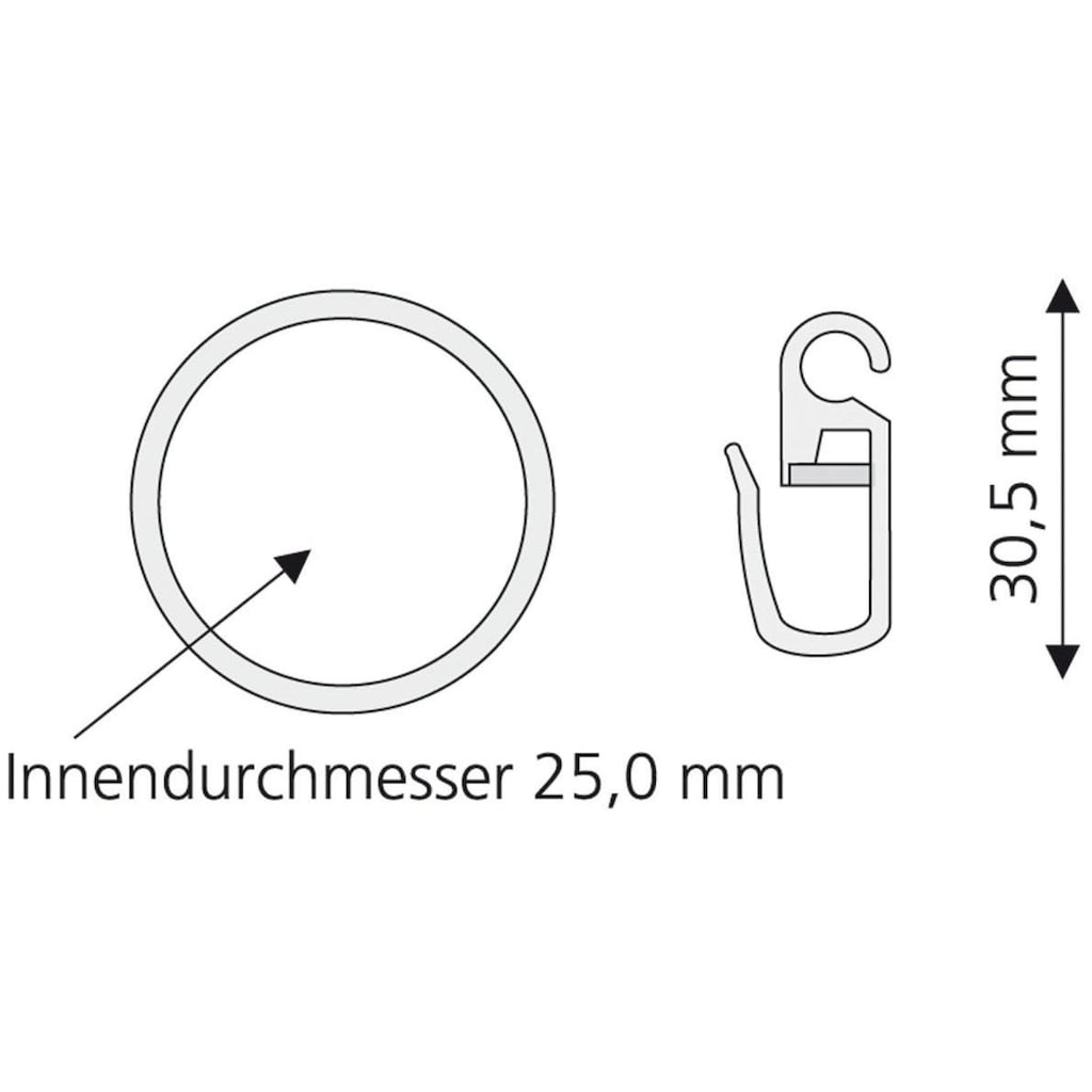 Liedeco Gardinenring, (Set, 8 St., mit Faltenlegehaken)