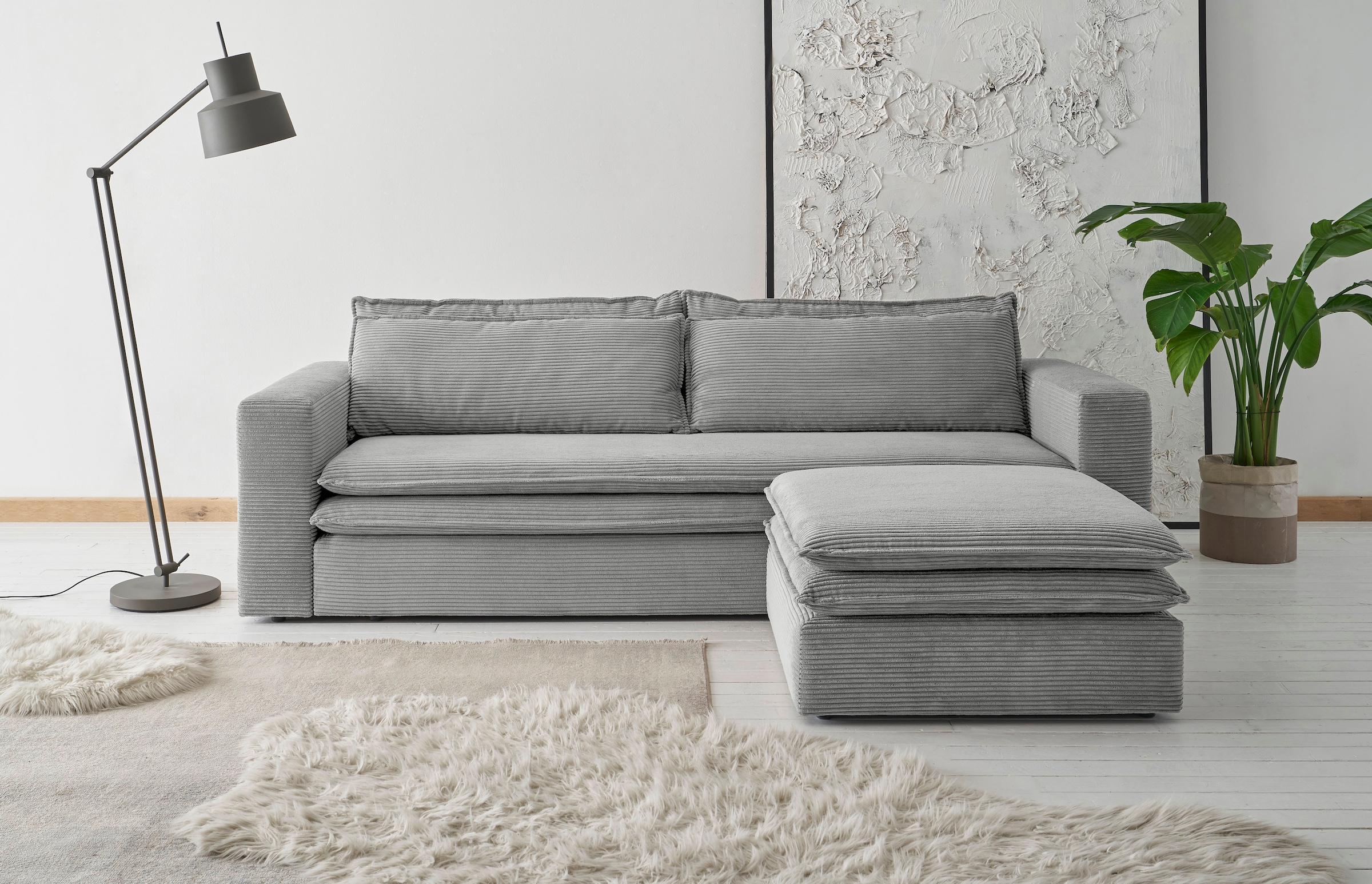 PLACES OF STYLE Sitzgruppe "PIAGGE" 2 Stk. tlg. 3-Sitzer-Sofa mit Bettfunkt günstig online kaufen