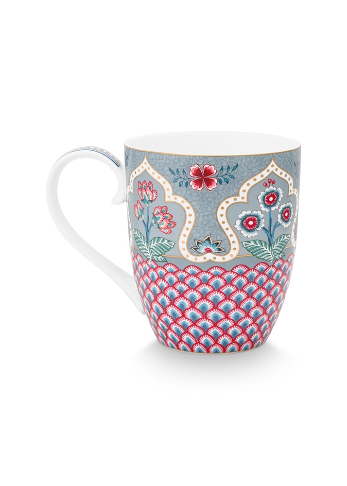 PiP Studio Becher »Flower Festival - Kamm Deko«, (Set, 4 tlg.), Kaffeetassen im 4er-Set, Blumenfest, mit Kamm Deko, 450 ml