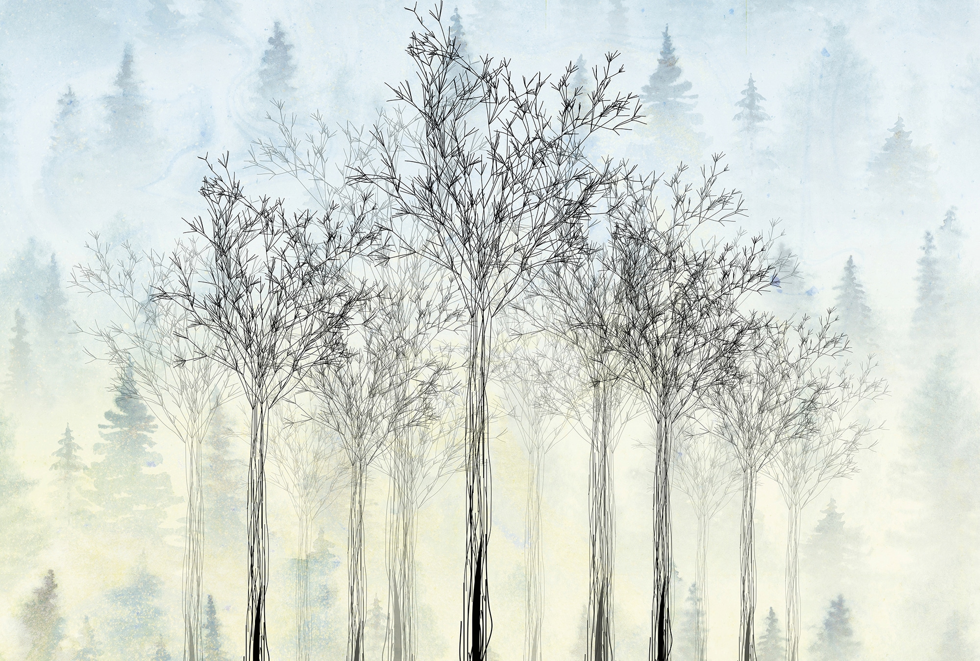 Fototapete »Atelier 47 Trees Artwork 2«, Wald, Vlies, Wand, Schräge, Decke