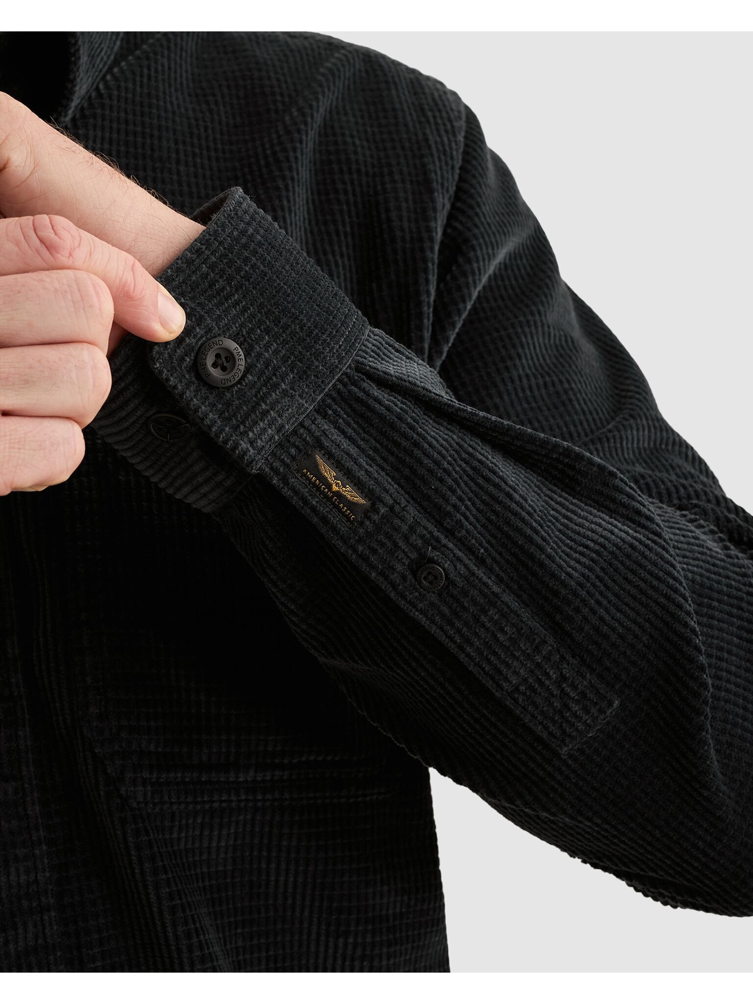 PME LEGEND Langarmhemd Cord- Qualität mit Waffelmusterstruktur