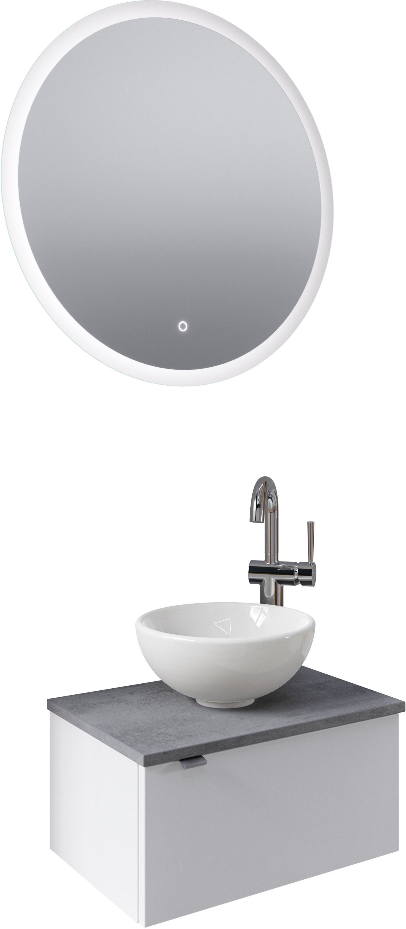 Saphir Badmöbel-Set »Serie 6915«, (4 St.), Gäste-Bad, mit LED-Spiegel und 1 Tür