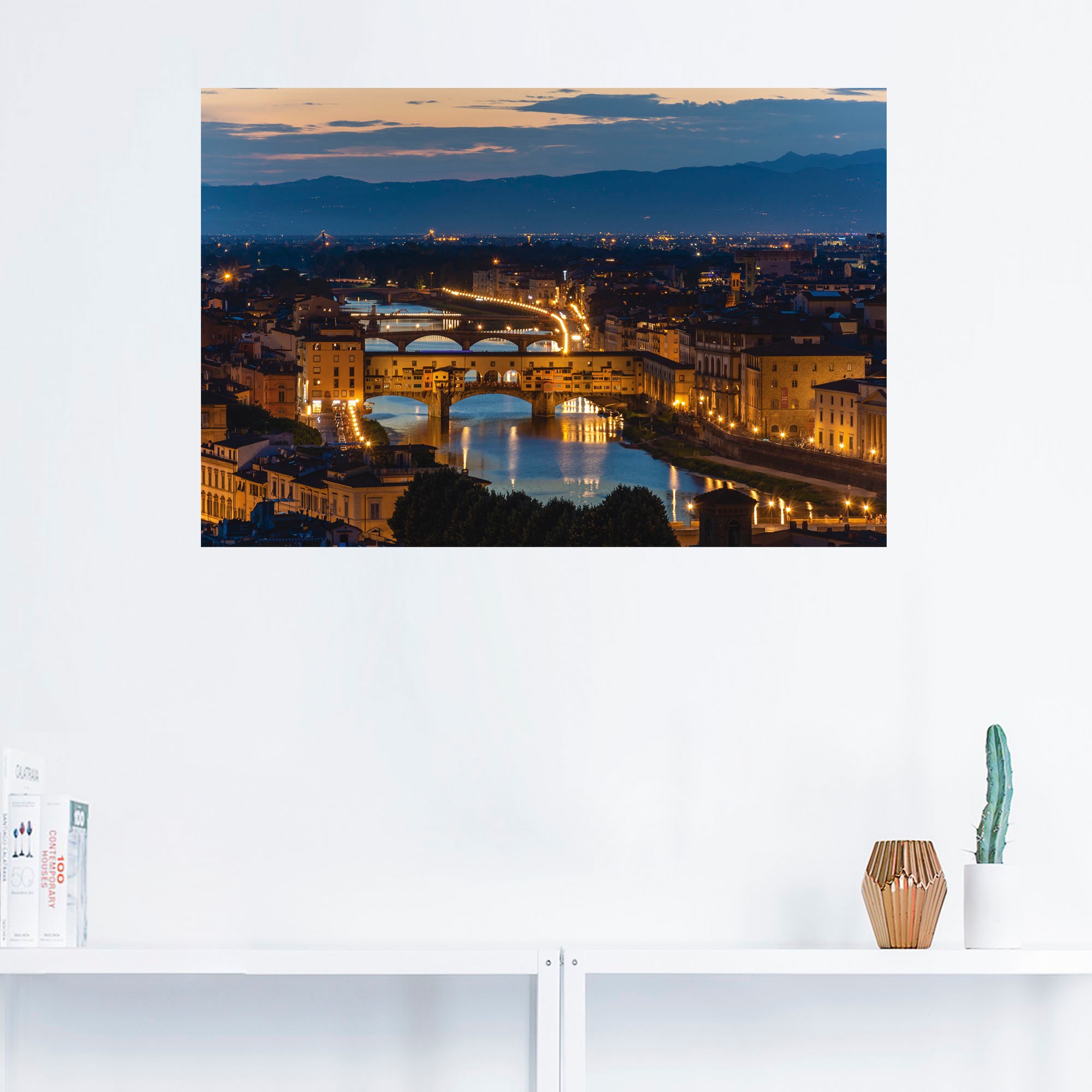 Artland Wandbild »Brücke Ponte Vecchio über dem Arno in Florenz«, Florenz, (1 St.), als Alubild, Leinwandbild, Wandaufkleber oder Poster in versch. Größen