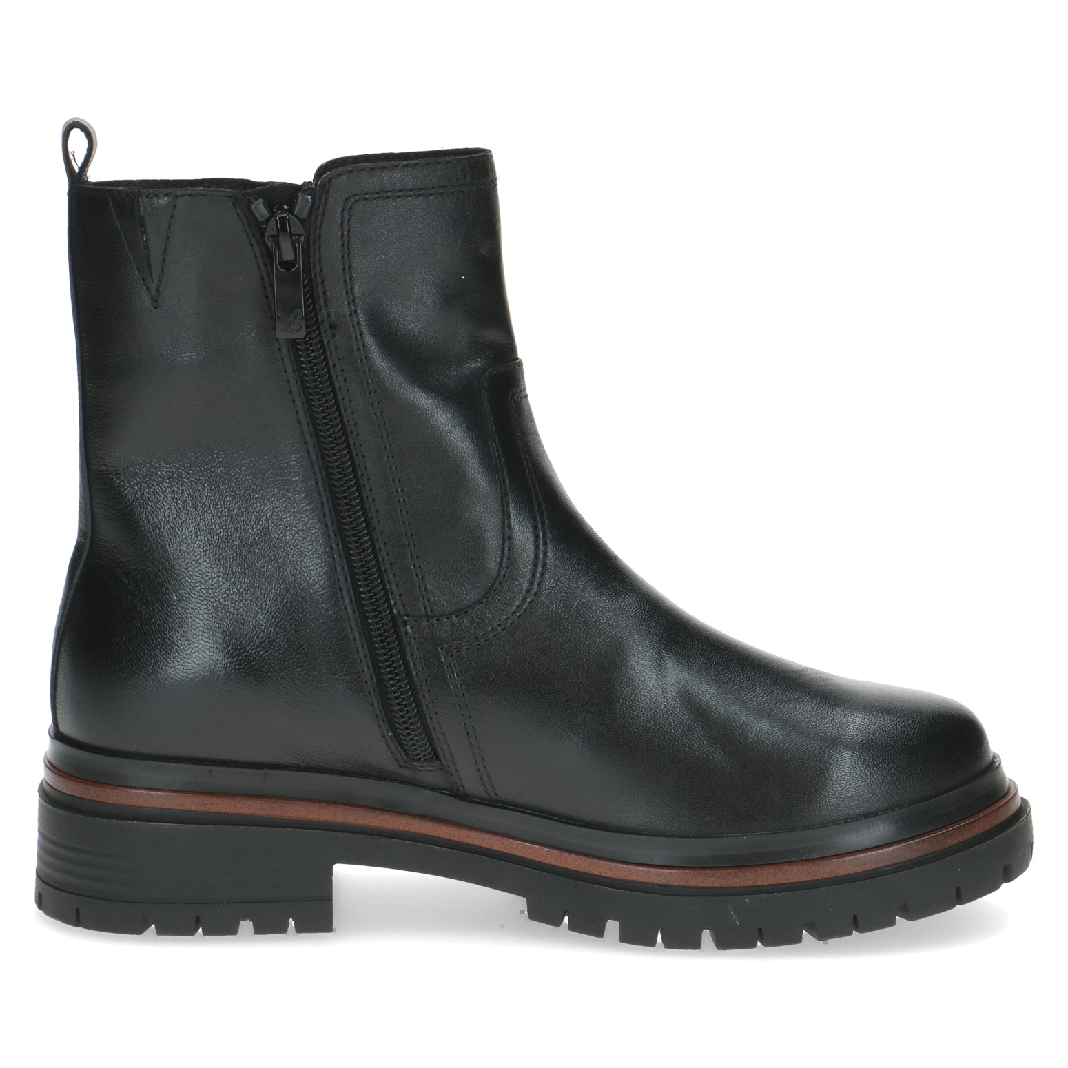 Caprice Chelseaboots, Blockabsatz, Stiefelette mit Zierreißverschluss an der Außenseite