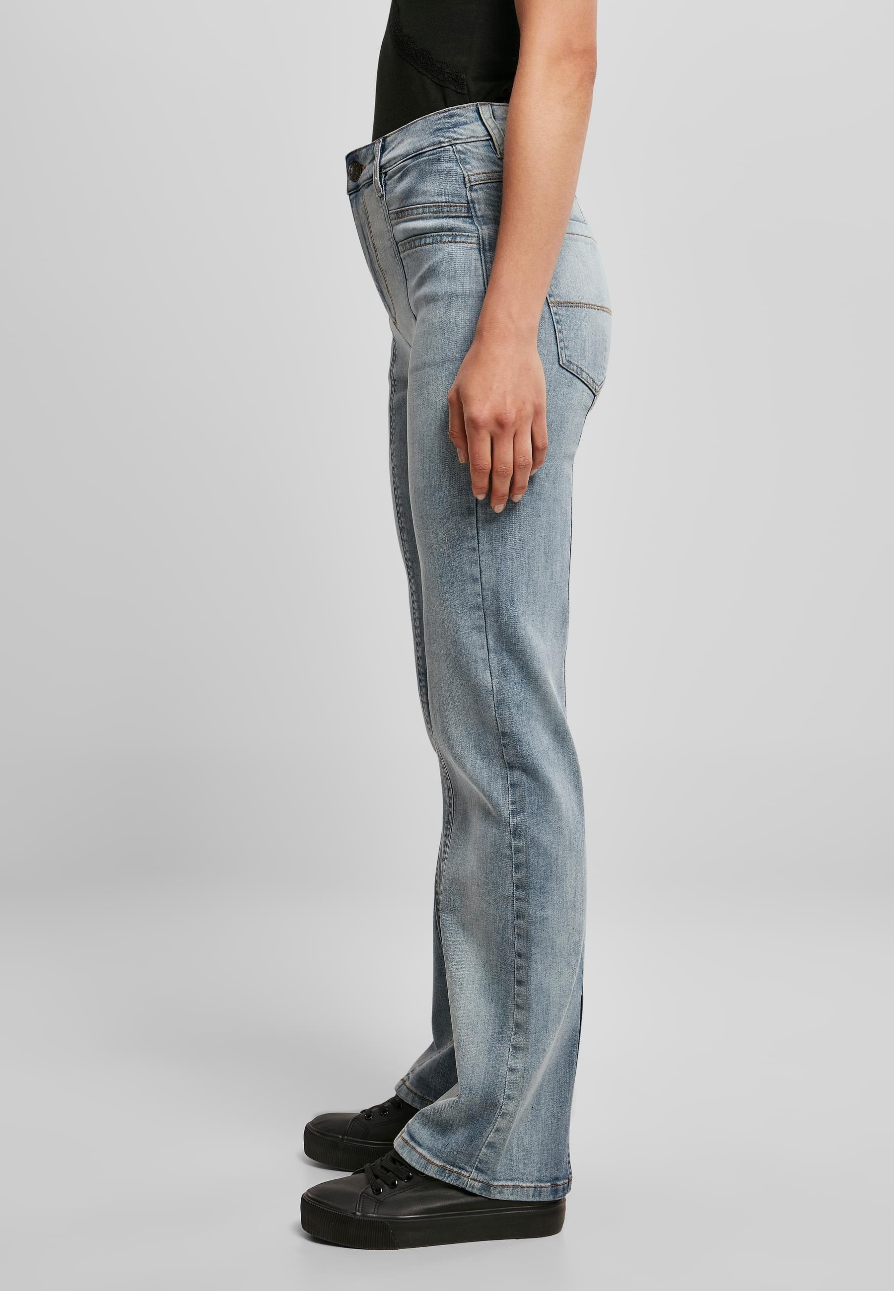 URBAN CLASSICS Bequeme Jeans »Urban Classics Damen Ladies High Waist Straight Slit Denim Pants«, (1 tlg.)