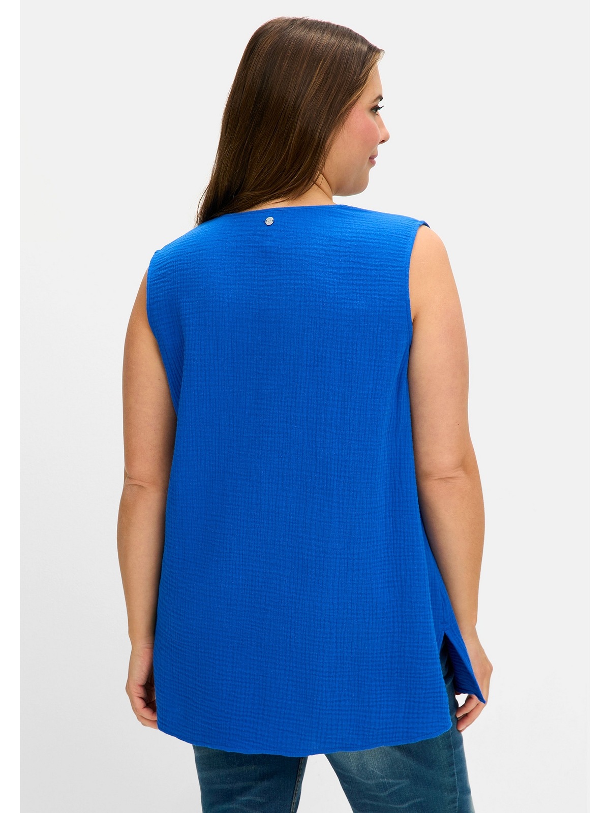 Sheego Tanktop "Große Größen", aus Musselin, mit V-Schlitz günstig online kaufen