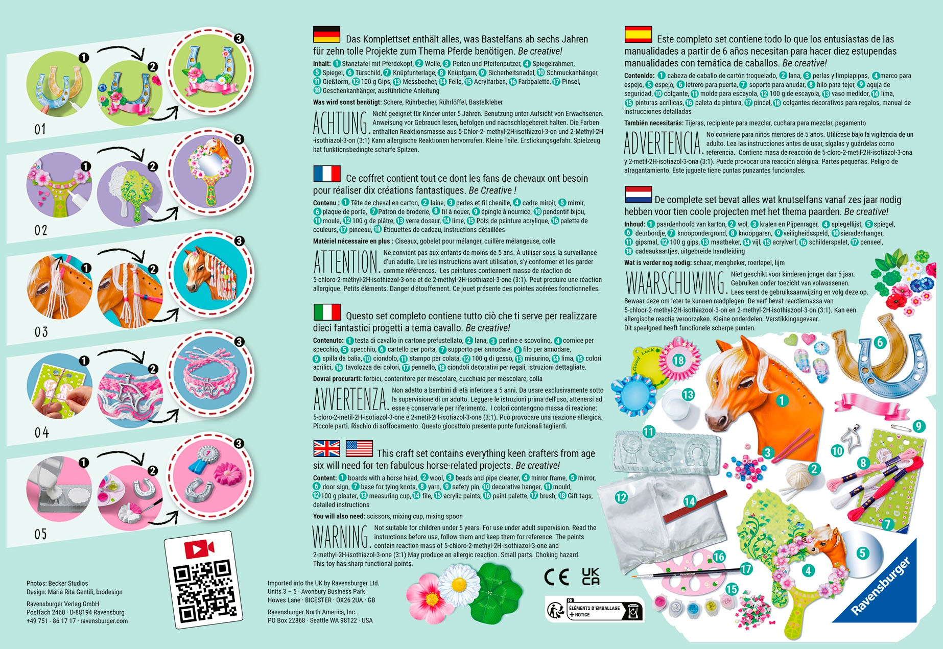 Ravensburger Kreativset »BeCreative, Bastelset Pferde«, Made in Europe