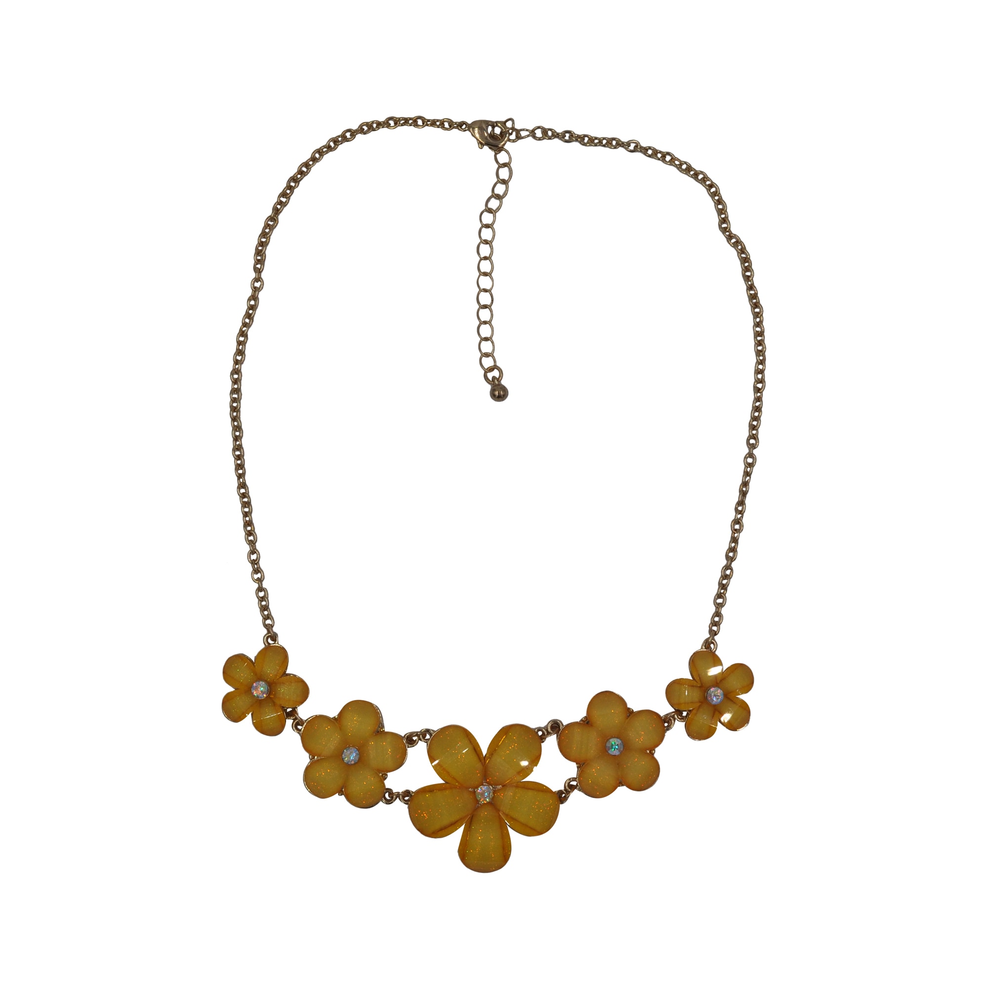 Collierkettchen »Kette gold farben Blumen gelb gold Strass stein«