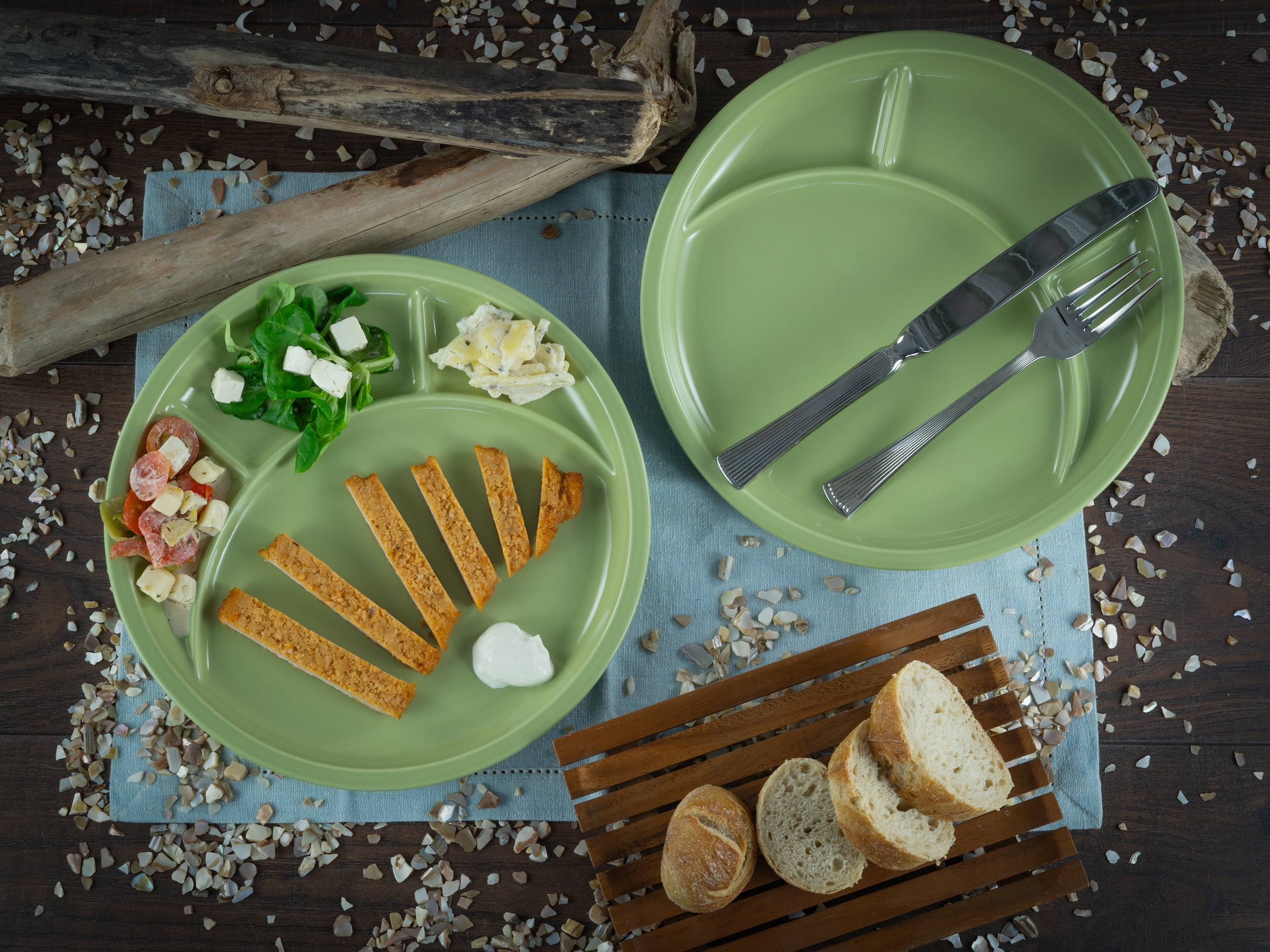 CreaTable Fondueteller »Universal Grün, Fondueteller 4-tlg«, (Set, 4 St.), Spezielle Bodenkonstruktion