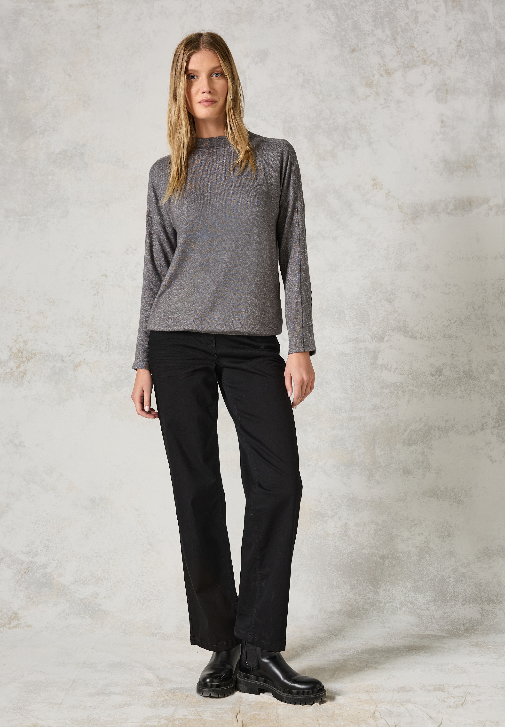 Cecil Langarmshirt, aus softem Materialmix