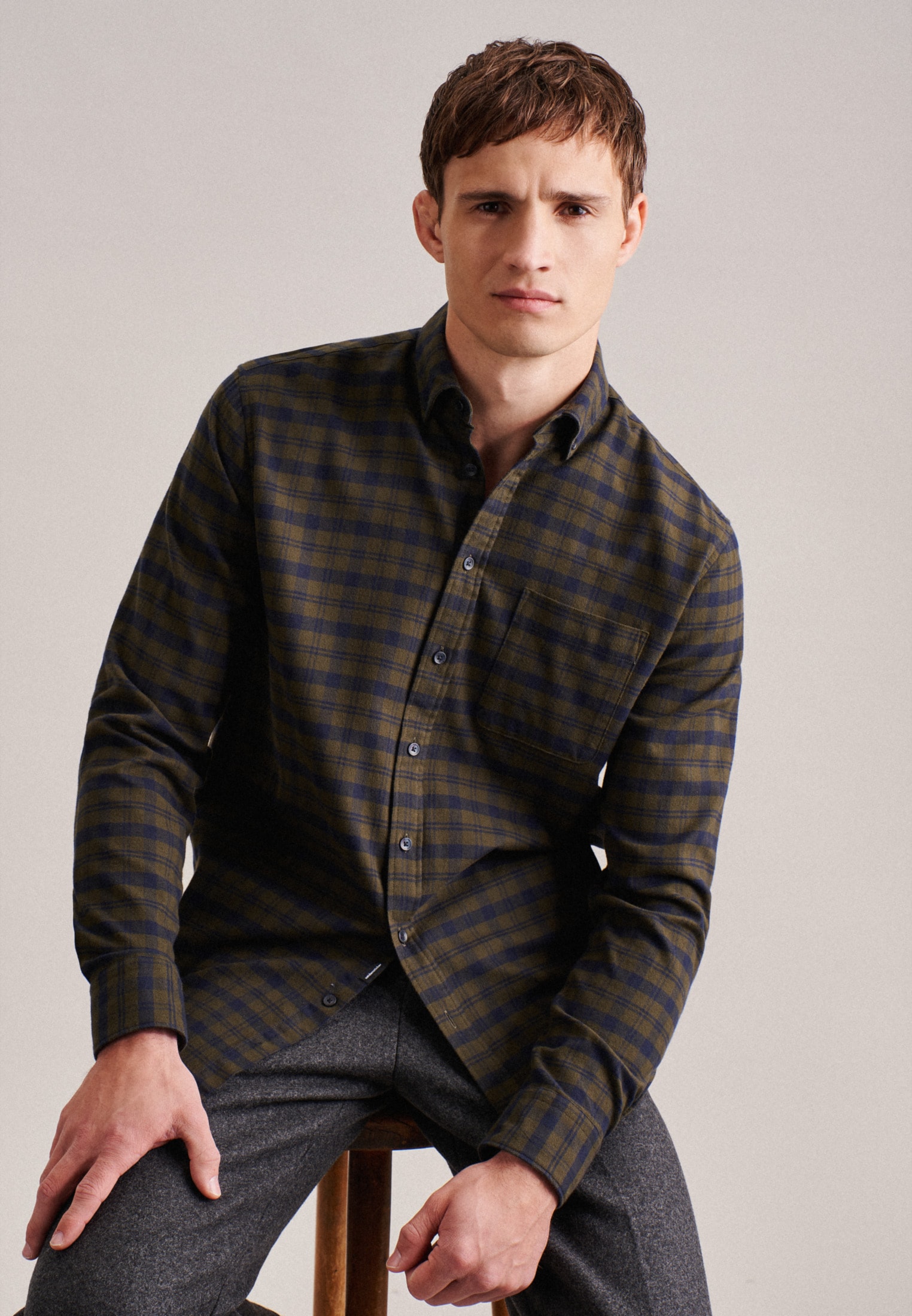 seidensticker Businesshemd »Schwarze Rose«, Regular Langarm Button-Down-Kragen Karo
