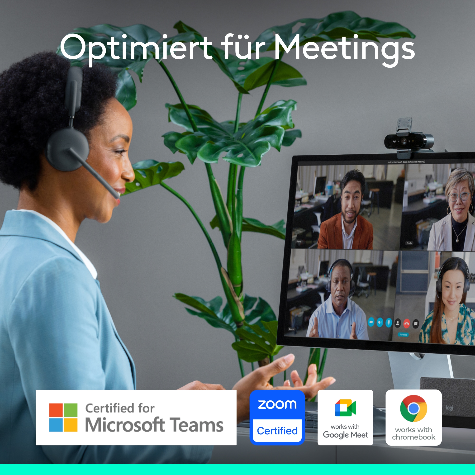 Logitech Webcam »BRIO 4K - EMEA28i-935«, 4K Ultra HD, Digitaler 5-fach-Zoom (Full HD) möglich