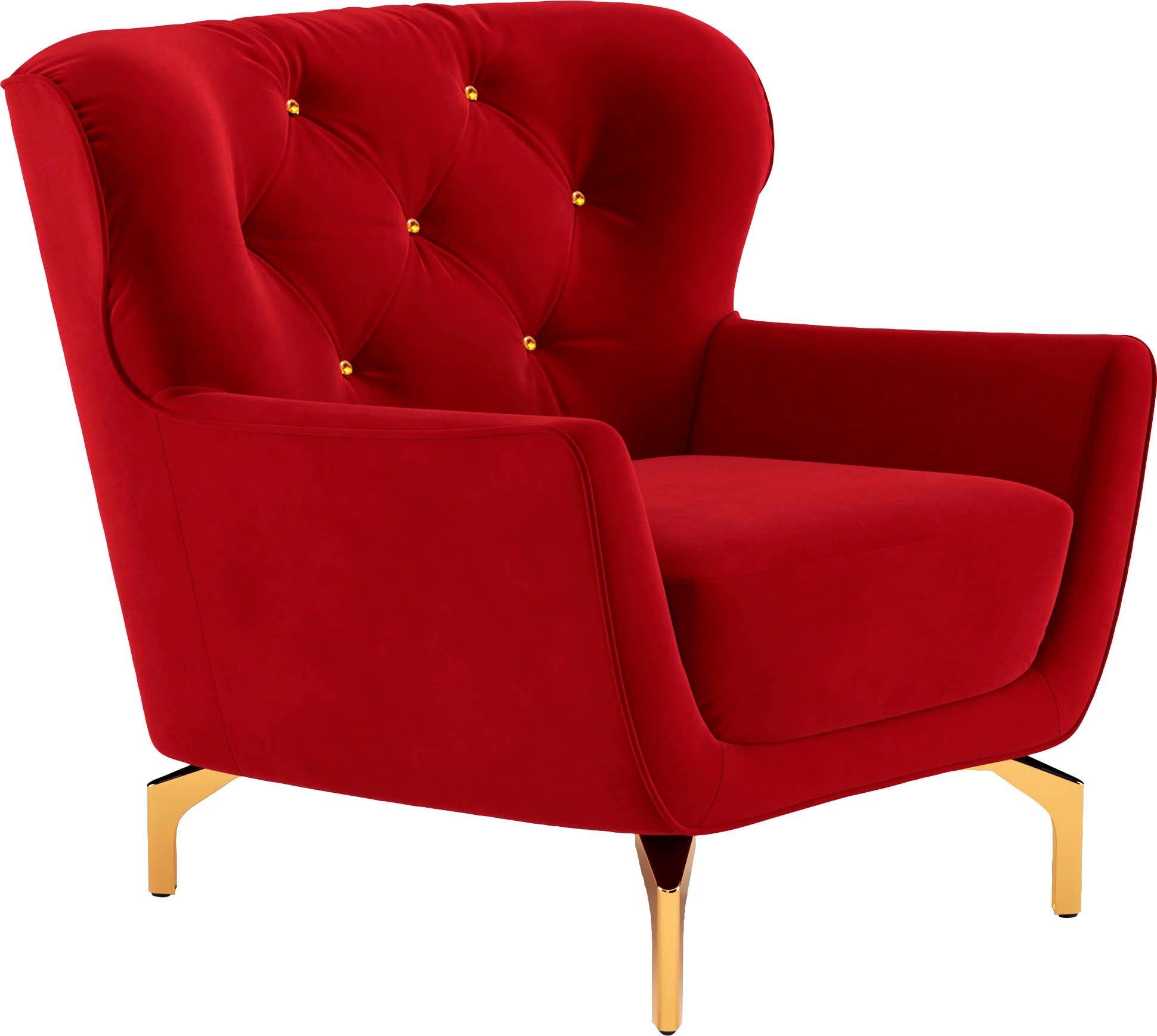 sit&more Sessel »Orient 3« inkl. 1 Zierkissen mit Strass-Stein, goldfarbene Metallfüße