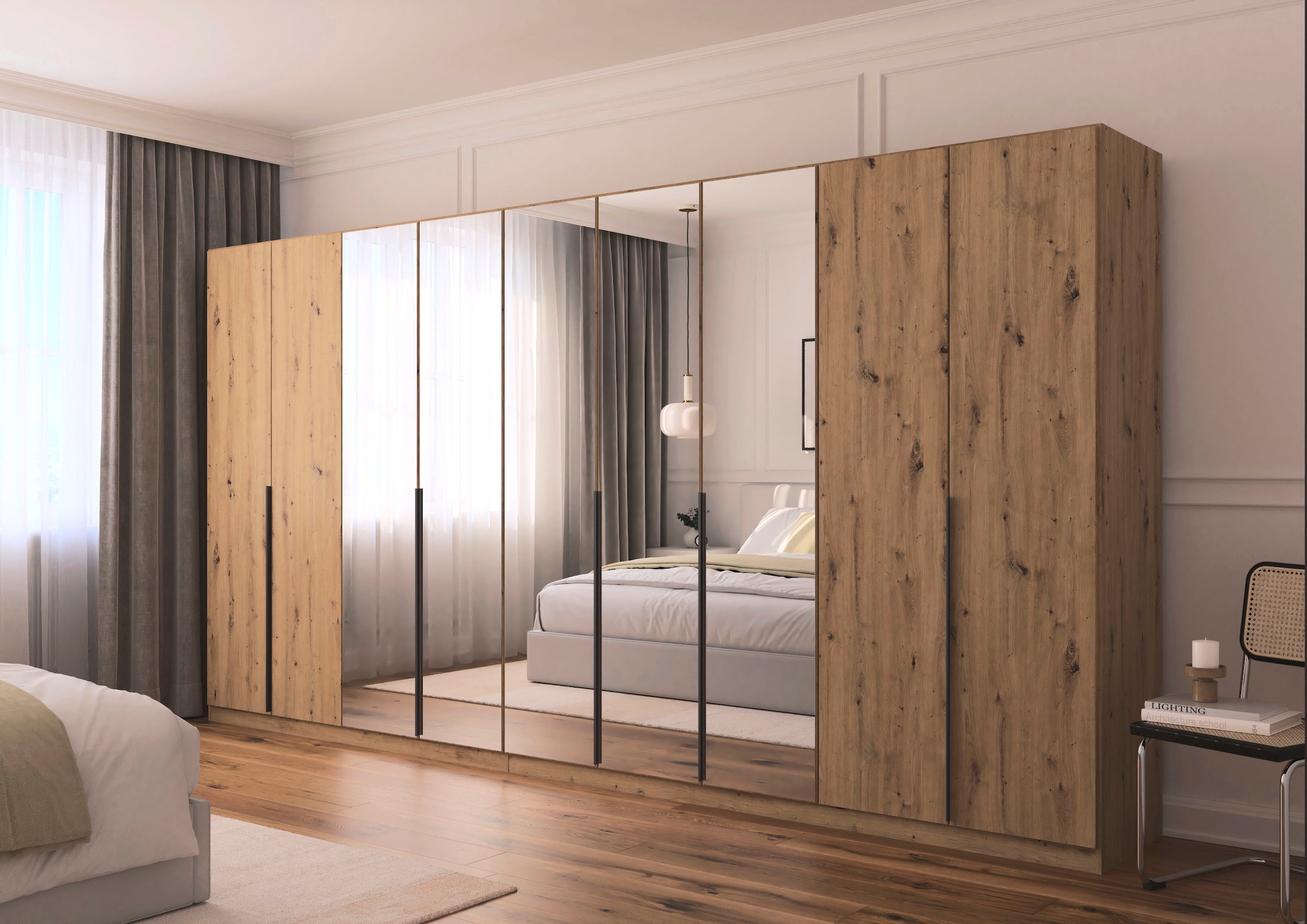 Thumbnail - OTTO home Drehtürenschrank "Kleiderschrank Schrank Garderobe AGORDO mit Dekor- oder Hochglanzfront" in zwei Griff-Farben...