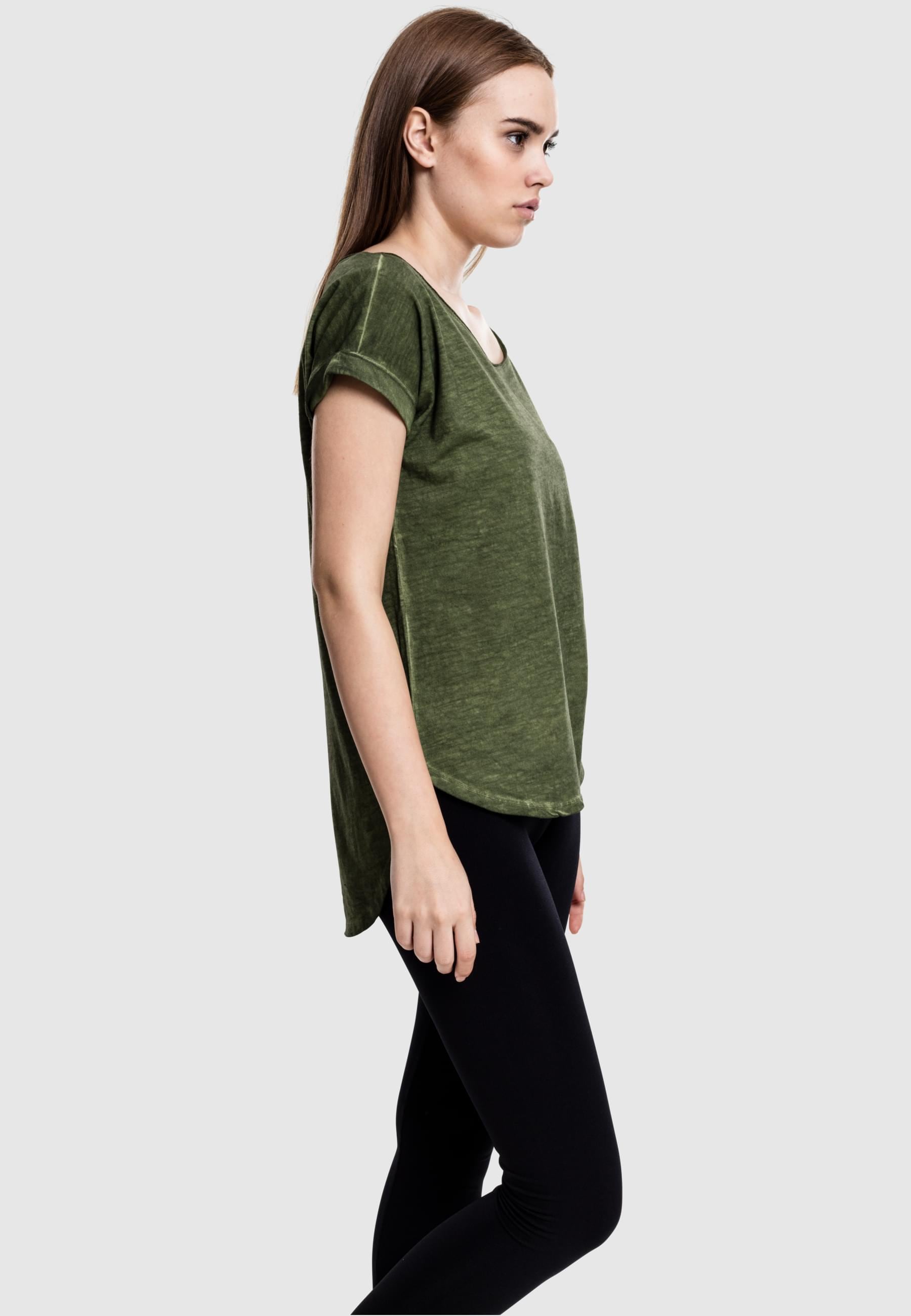 URBAN CLASSICS Kurzarmshirt »Urban Classics Damen Ladies Long Back Shaped Spray Dye Tee«, (1 tlg.)