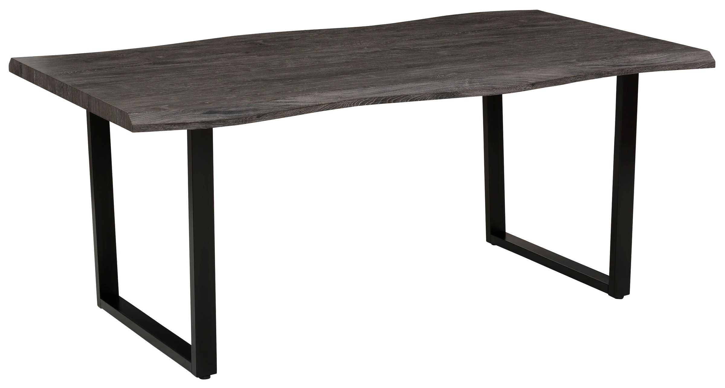 Esstisch HELA "GISELLE Baumkantentisch, Küchentisch", grau (grau, schwarz, grau), B:180cm H:76cm T:100cm, Tische, Esstisch, Kufengestell Metall, Industrial Design, 140 - 200 cm Breite, 2 Farben 2