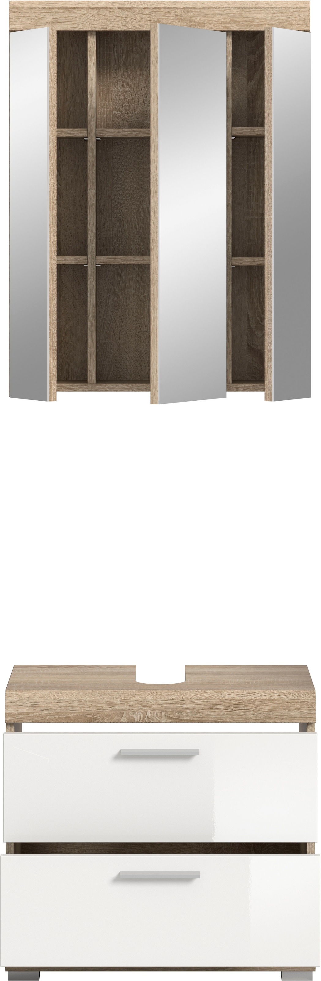 welltime Badmöbel-Set »SIENA, 2 tlg., bestehend aus: Waschbeckenunterschrank, Spiegelschrank« Set, TOPSELLER!, 2 Stk. tlg.