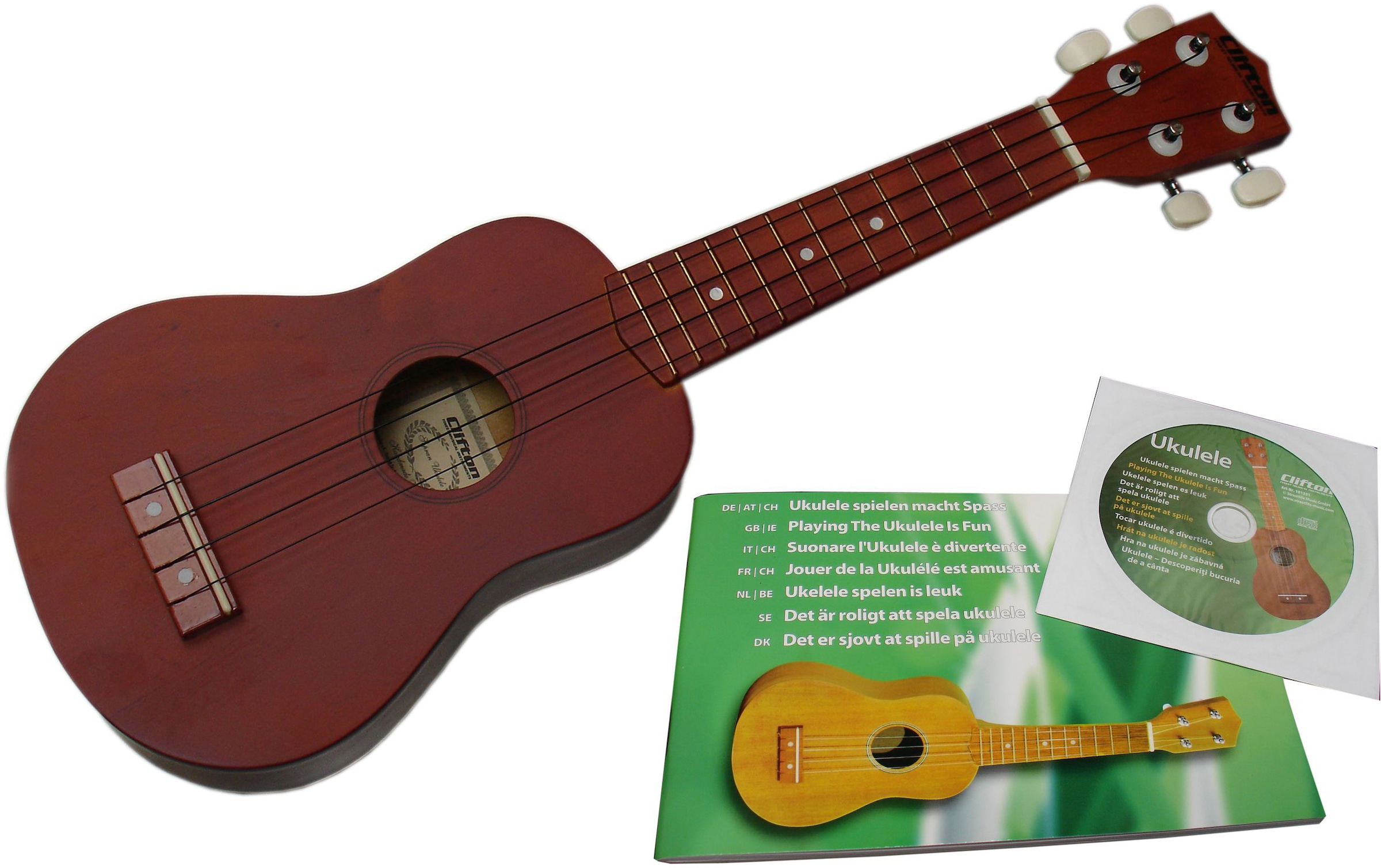 Ukulele »Sopran Ukulele mit Buch und CD, braun«